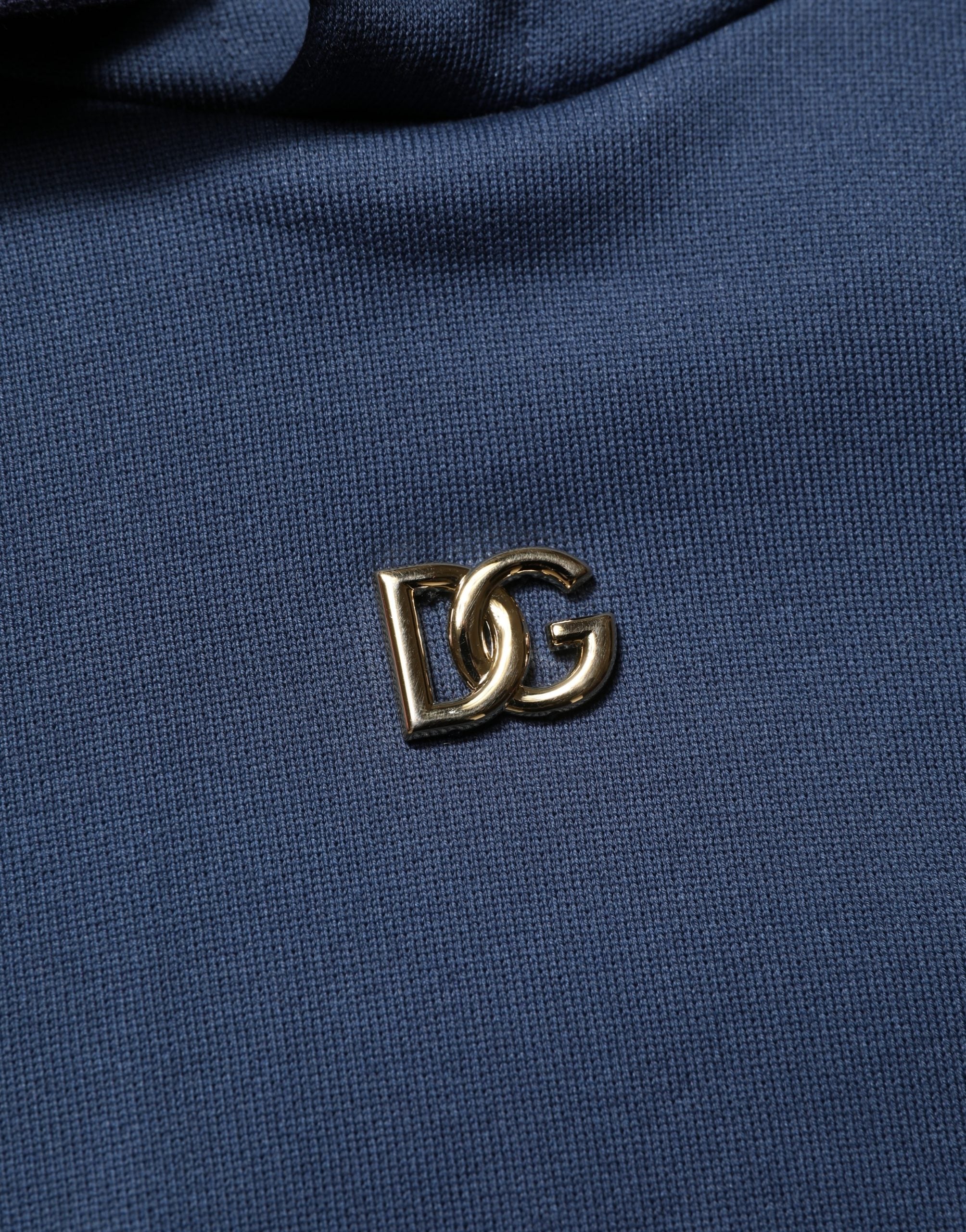 Dolce & Gabbana Blue Cotton Coral Logo Hooded Sweatshirt Sweater Dolce & Gabbana