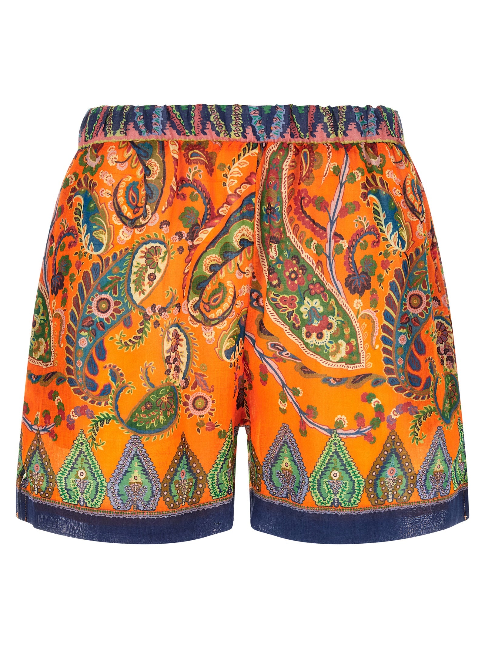 Etro Orange Ramie Bermuda Shorts Etro