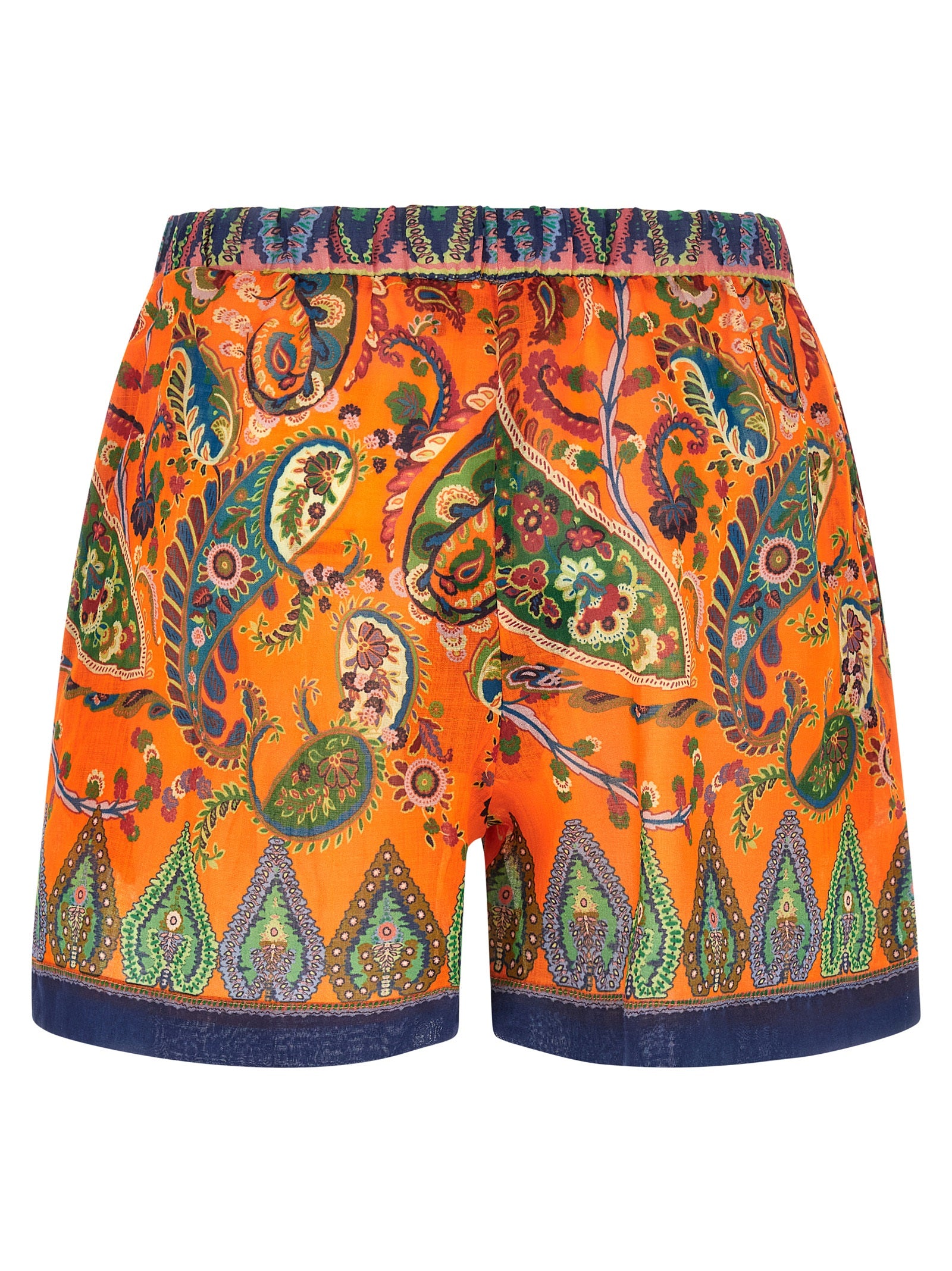 Etro Orange Ramie Bermuda Shorts Etro