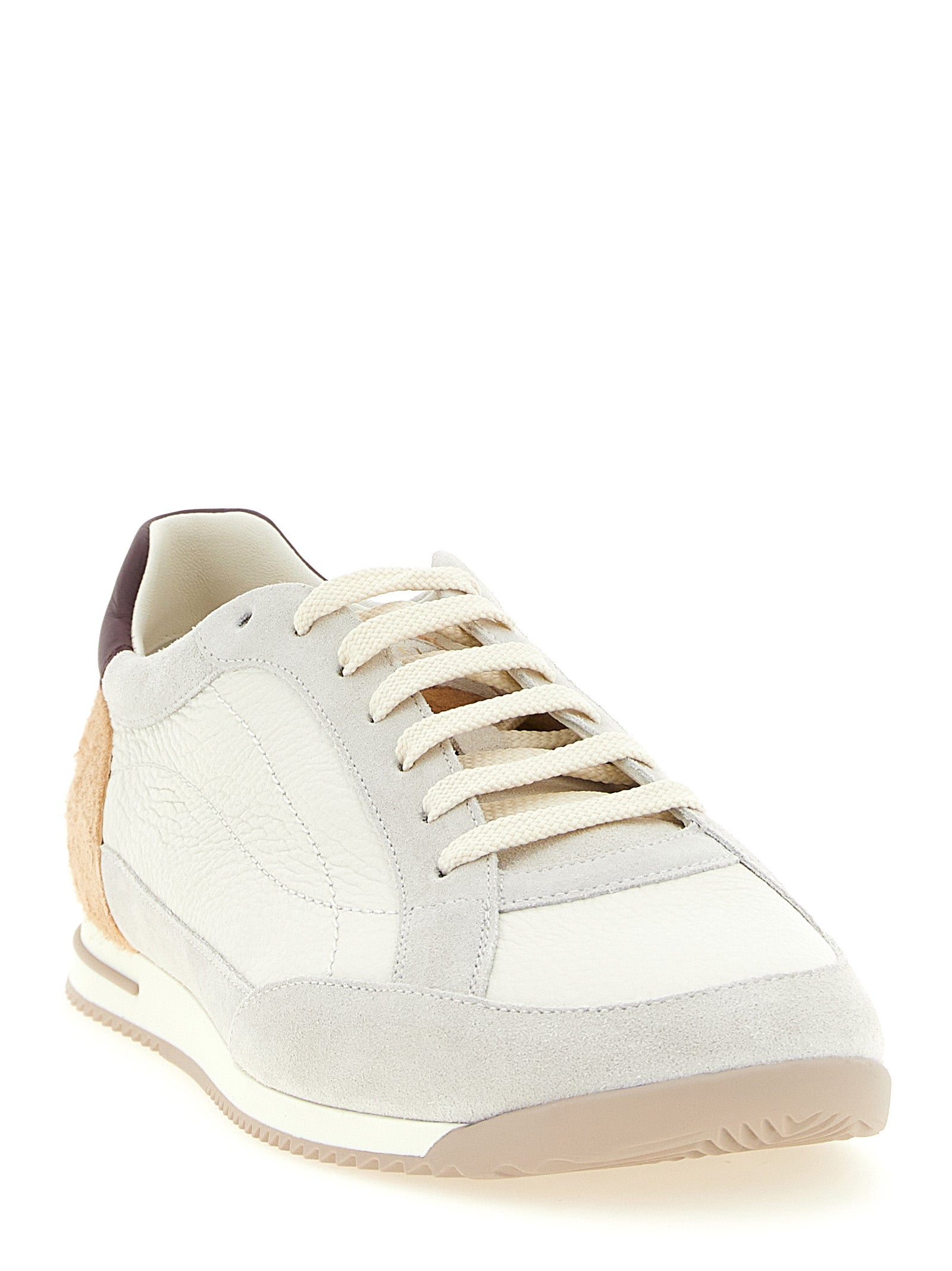 Brunello Cucinelli Beige Nubuc Leather Low Top Sneakers Brunello Cucinelli