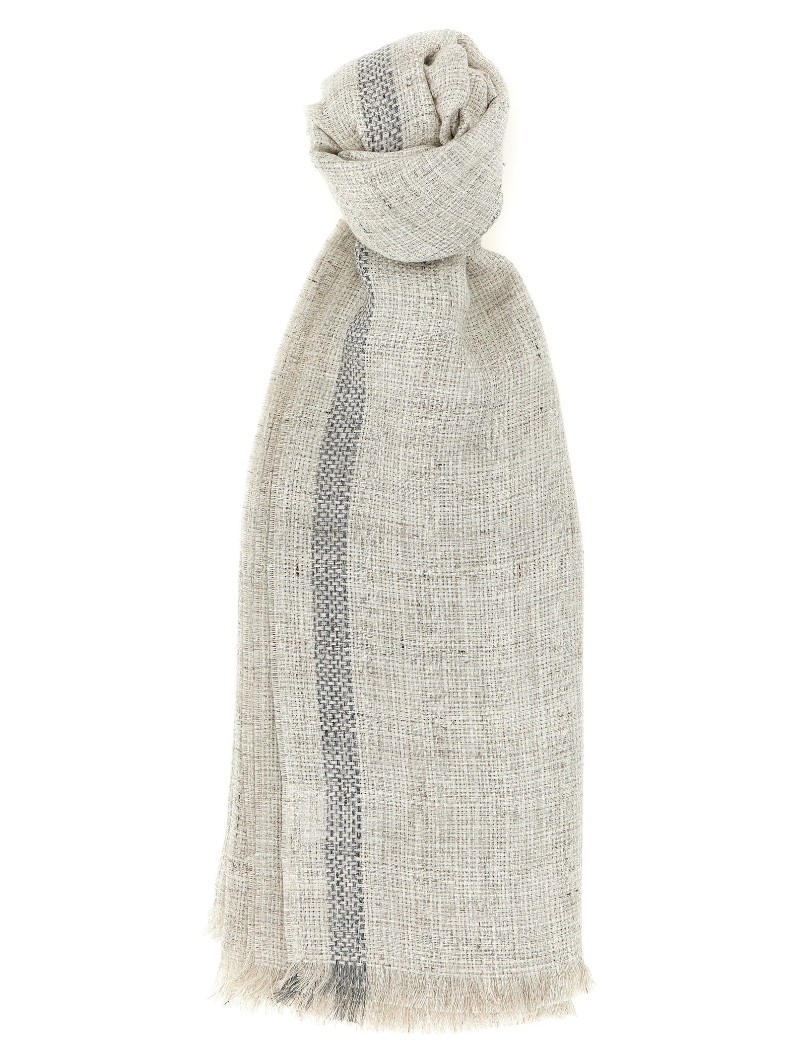 Brunello Cucinelli Gray Linen Scarf Brunello Cucinelli