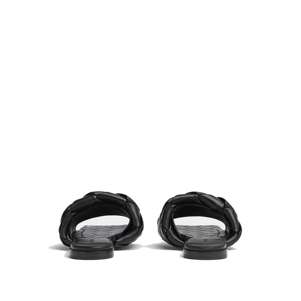 Bottega Veneta Black Lamb Leather Flat Sandals Bottega Veneta