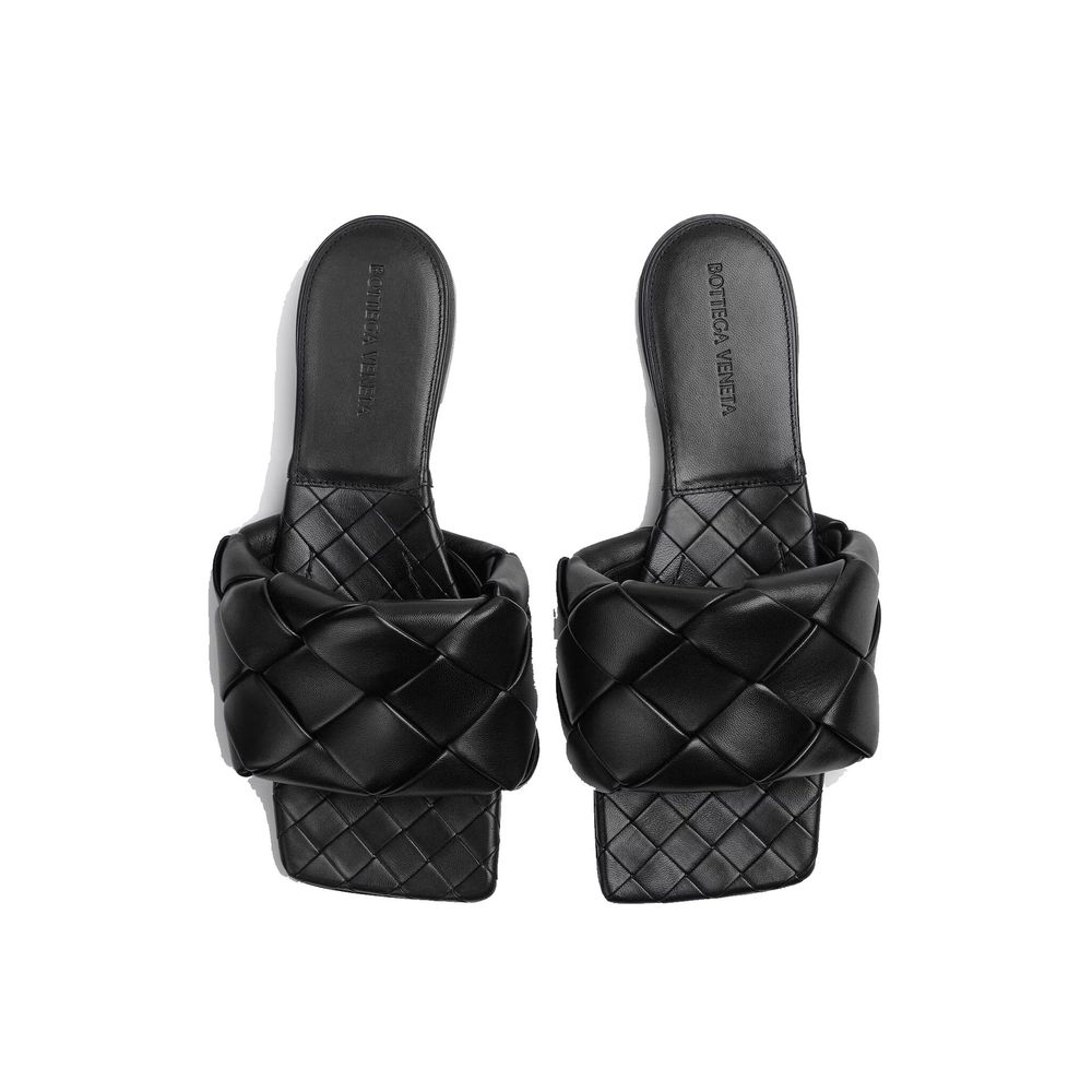 Bottega Veneta Black Lamb Leather Flat Sandals Bottega Veneta