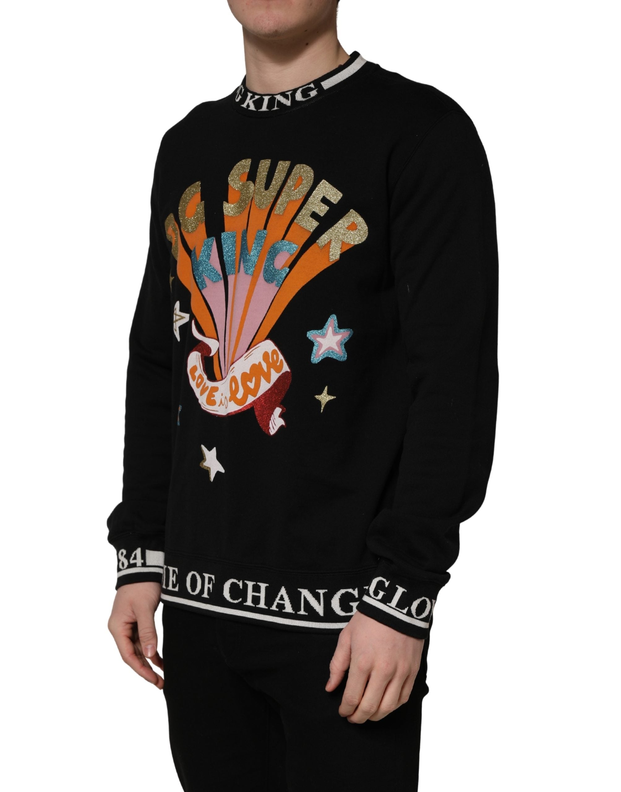 Dolce & Gabbana Black Super King Crew Neck Sweatshirt Sweater Dolce & Gabbana