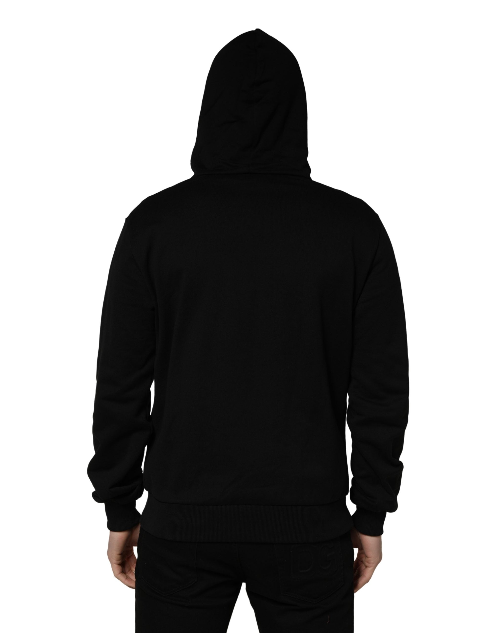 Dolce & Gabbana #dgfamily Black Cotton Hooded Men Sweatshirt Sweater Dolce & Gabbana