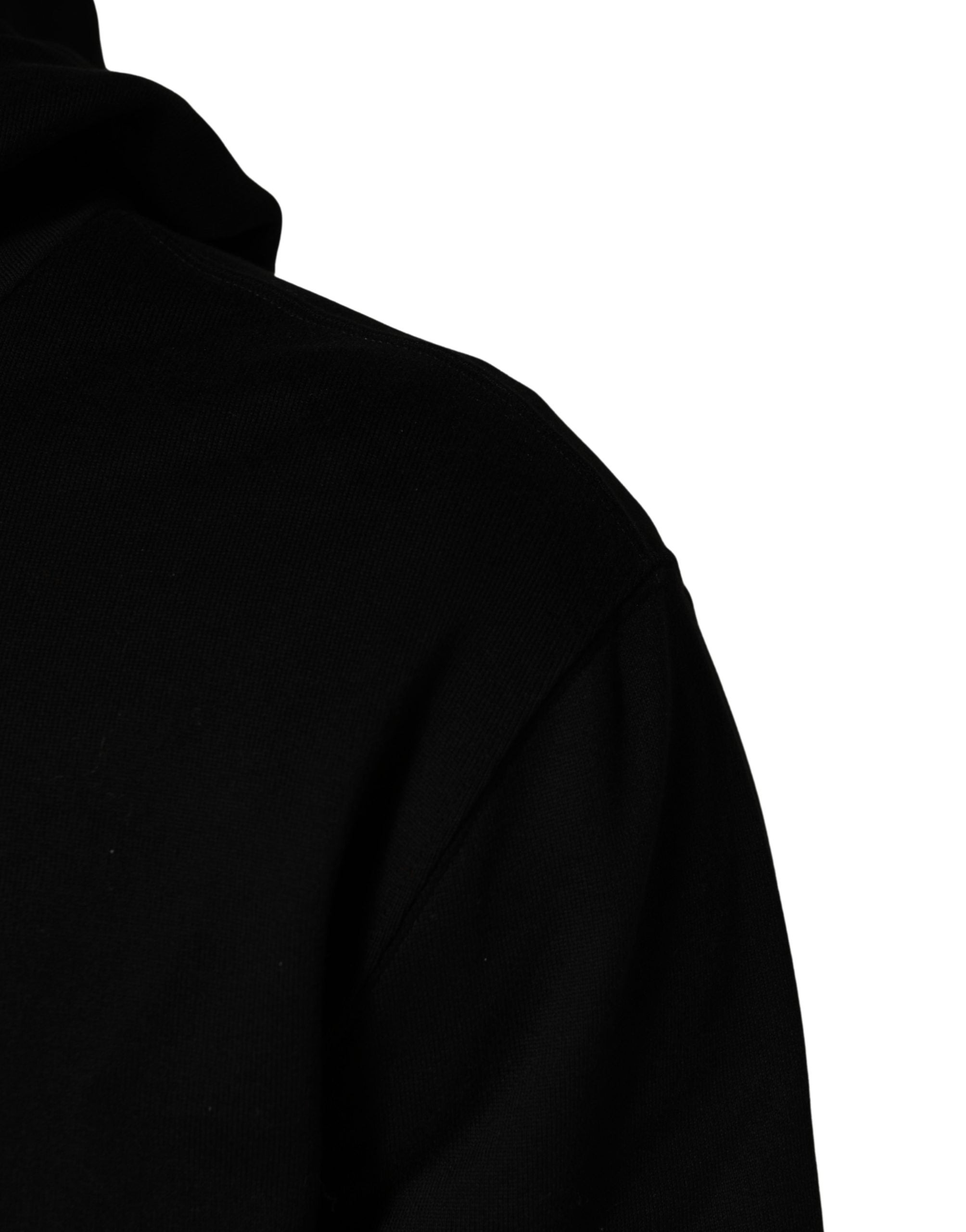 Dolce & Gabbana #dgfamily Black Cotton Hooded Men Sweatshirt Sweater Dolce & Gabbana