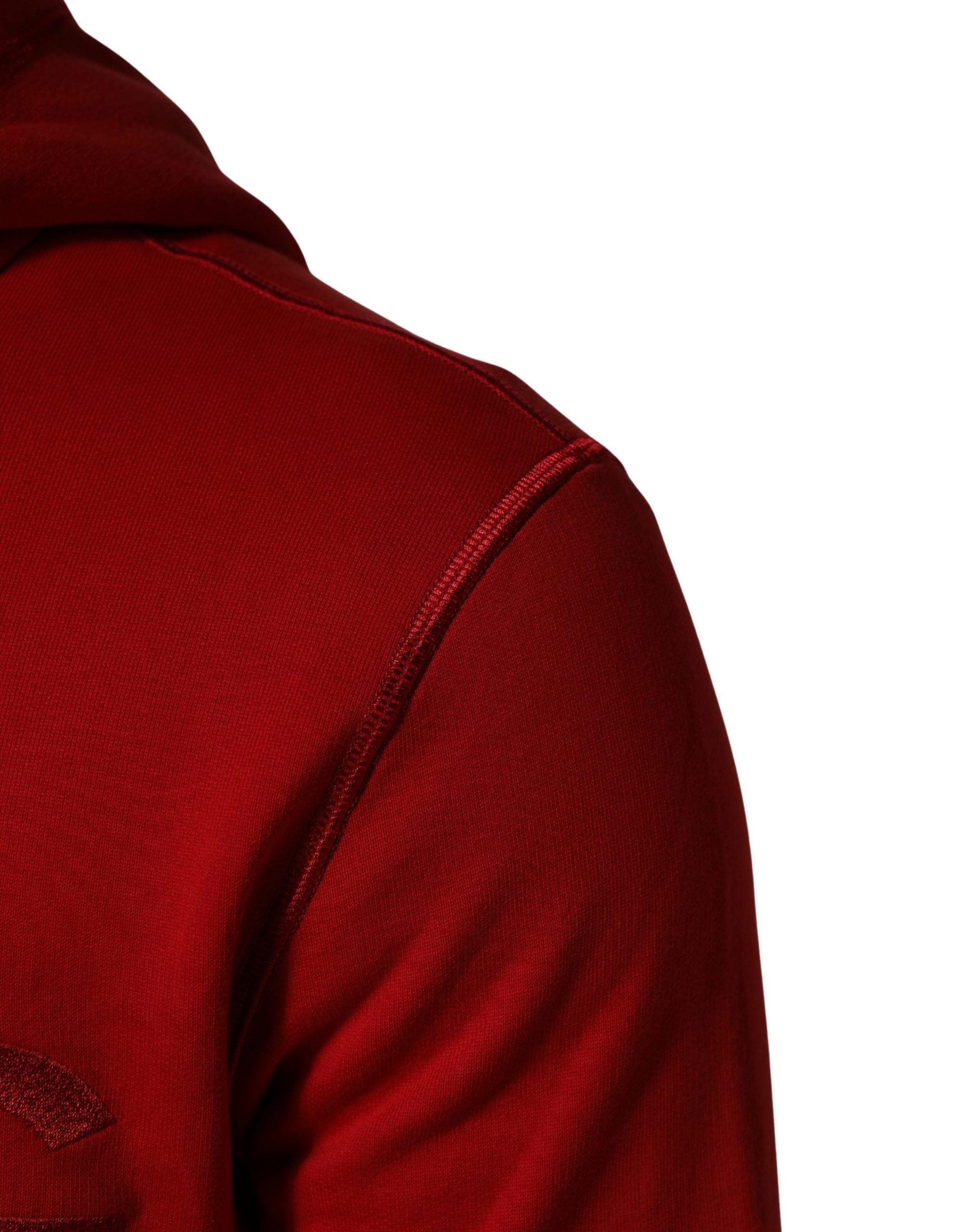 Dolce & Gabbana Red Embroidered Logo Hooded Full Zip Sweater Dolce & Gabbana