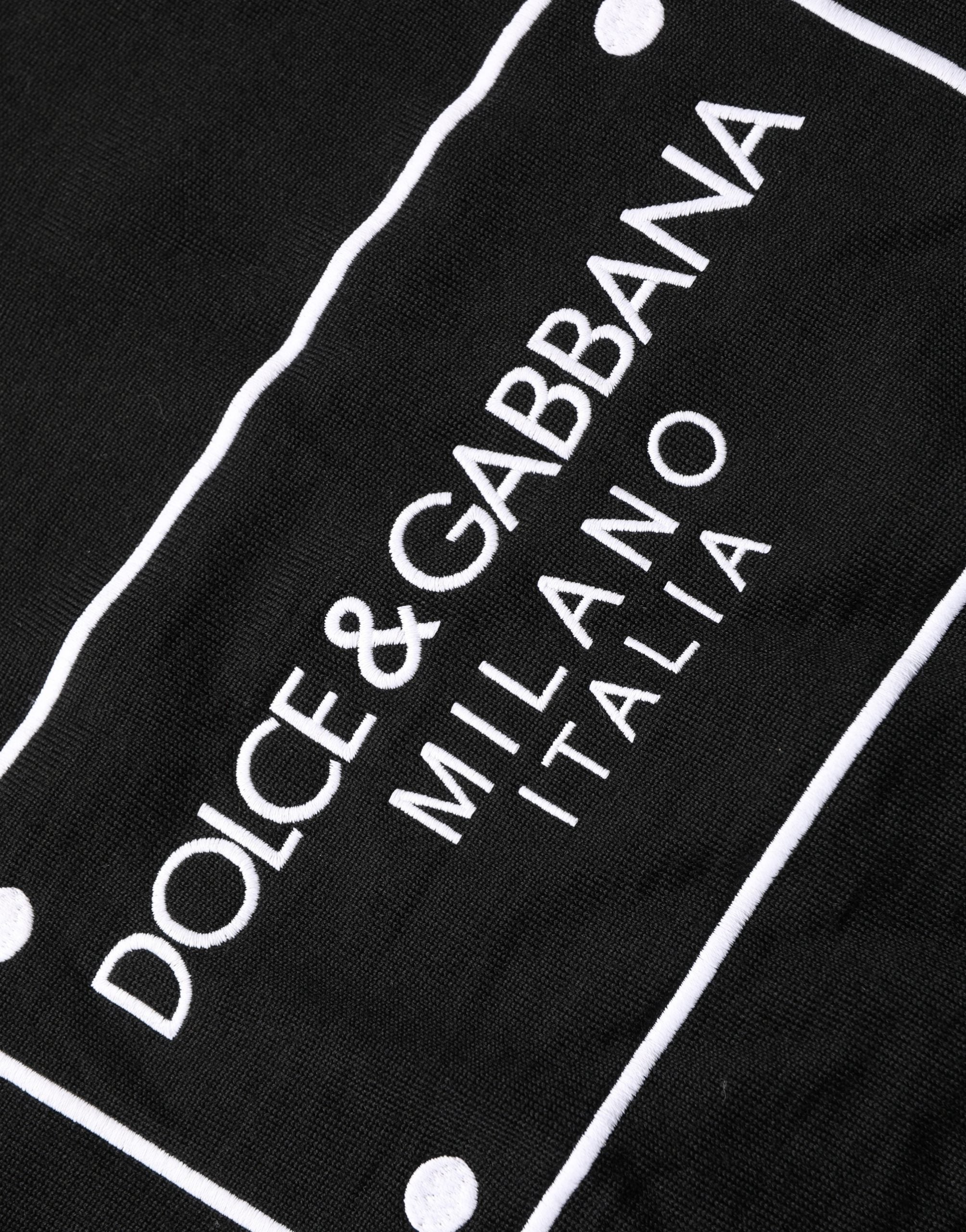 Dolce & Gabbana Black Graphic Logo Crew Neck Wool Pullover Sweater Dolce & Gabbana