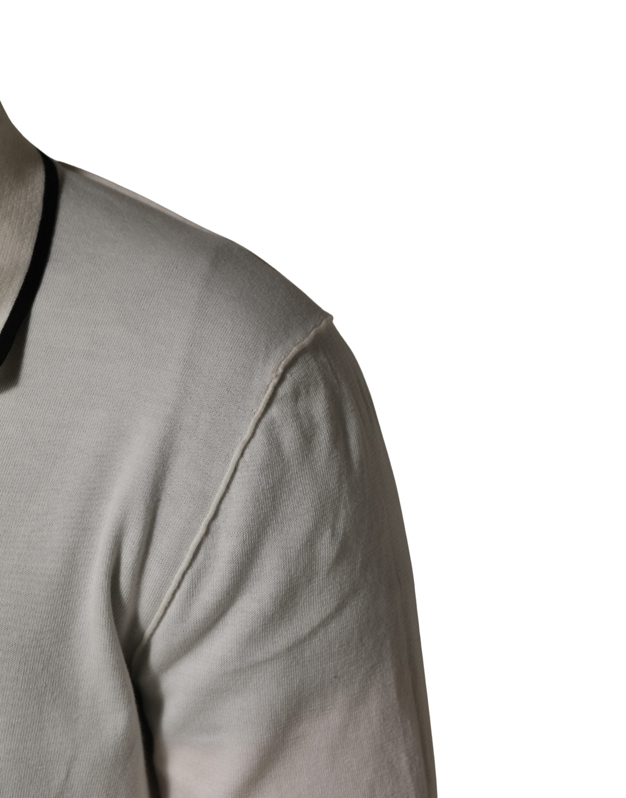 Dolce & Gabbana White Cotton Blend Men Polo Pullover Sweater Dolce & Gabbana
