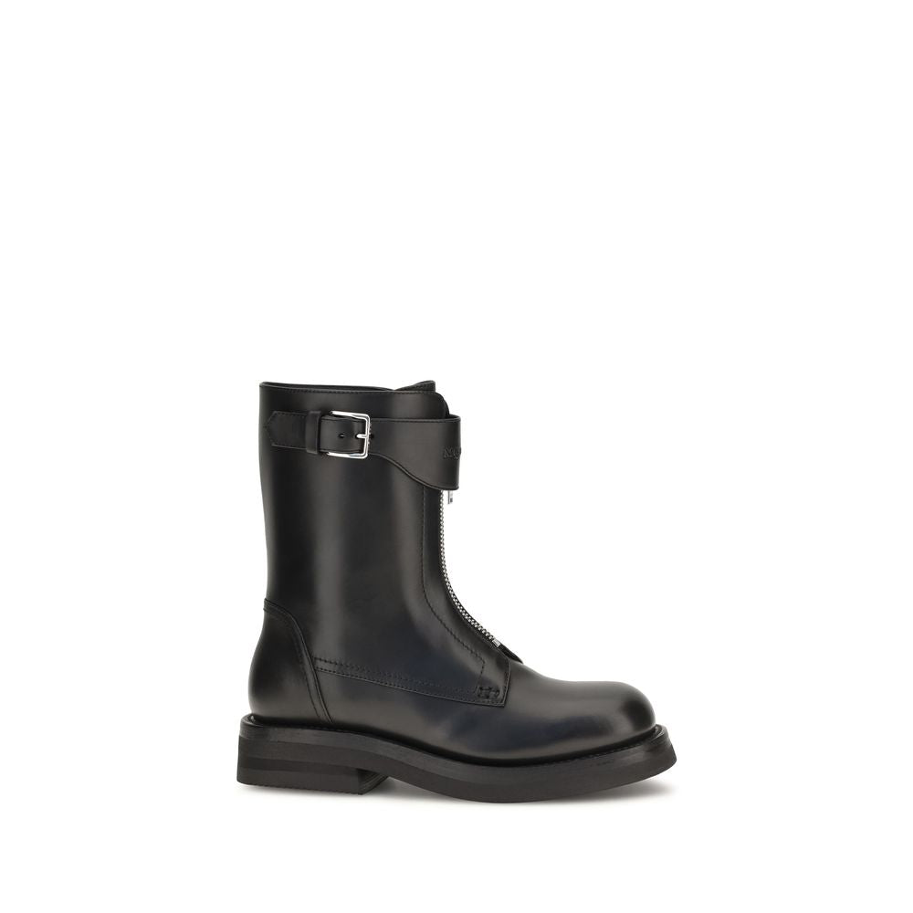 Alexander McQueen Black Calf Leather Bos Taurus Lace-Up Boots Alexander McQueen