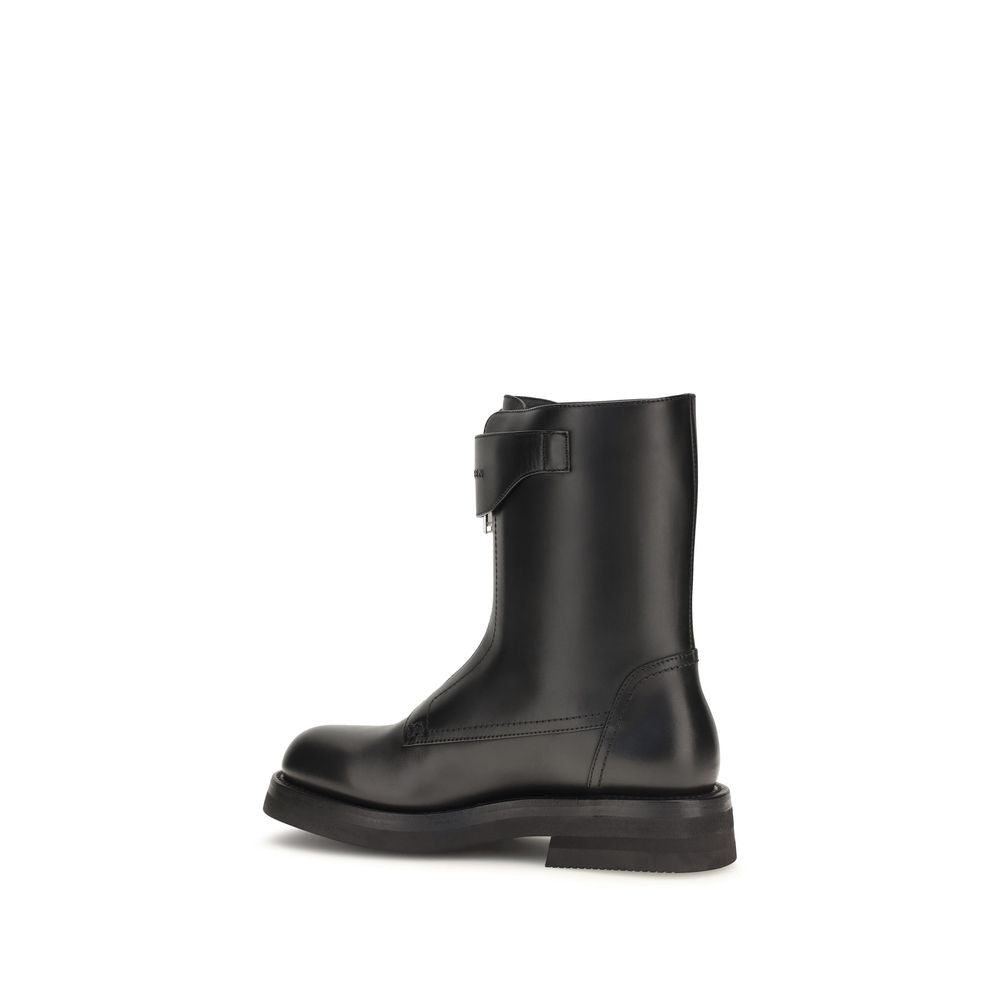 Alexander McQueen Black Calf Leather Bos Taurus Lace-Up Boots Alexander McQueen