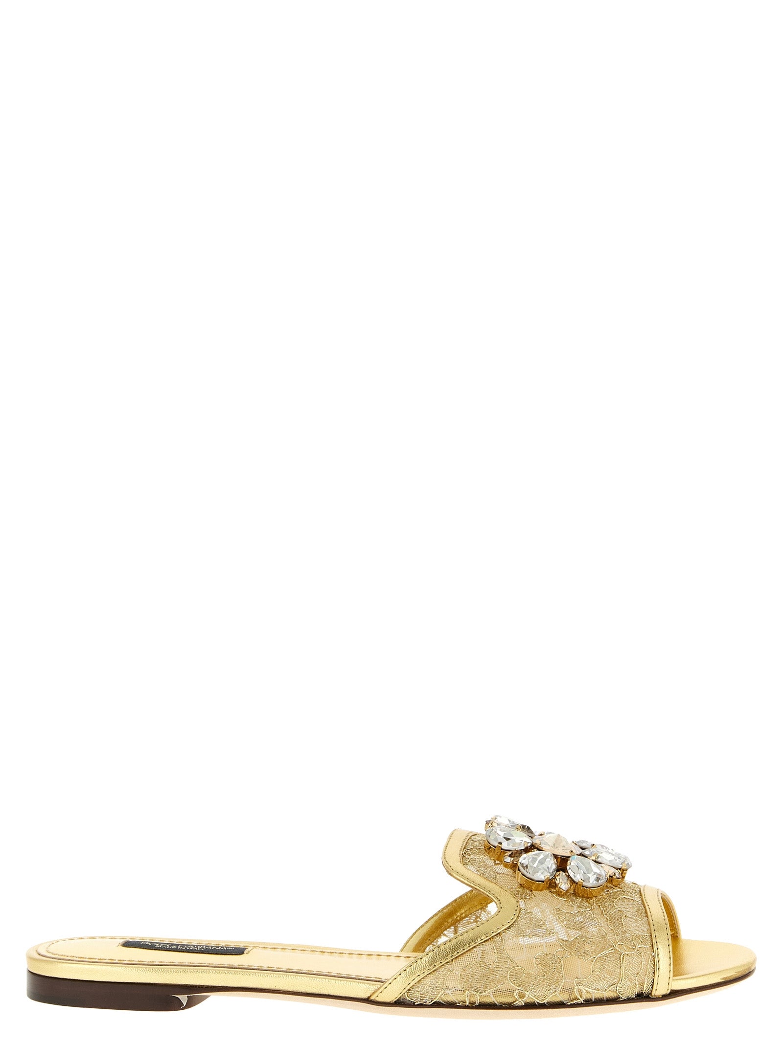 Dolce & Gabbana Gold Polyamide Slides Dolce & Gabbana