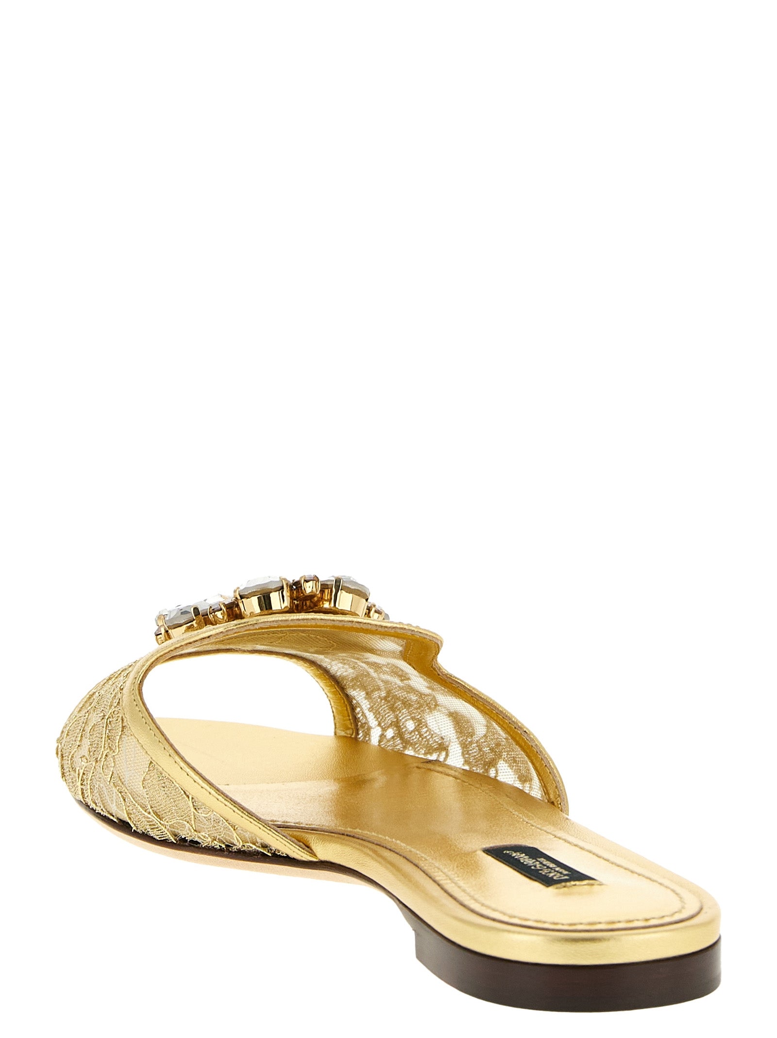Dolce & Gabbana Gold Polyamide Slides Dolce & Gabbana