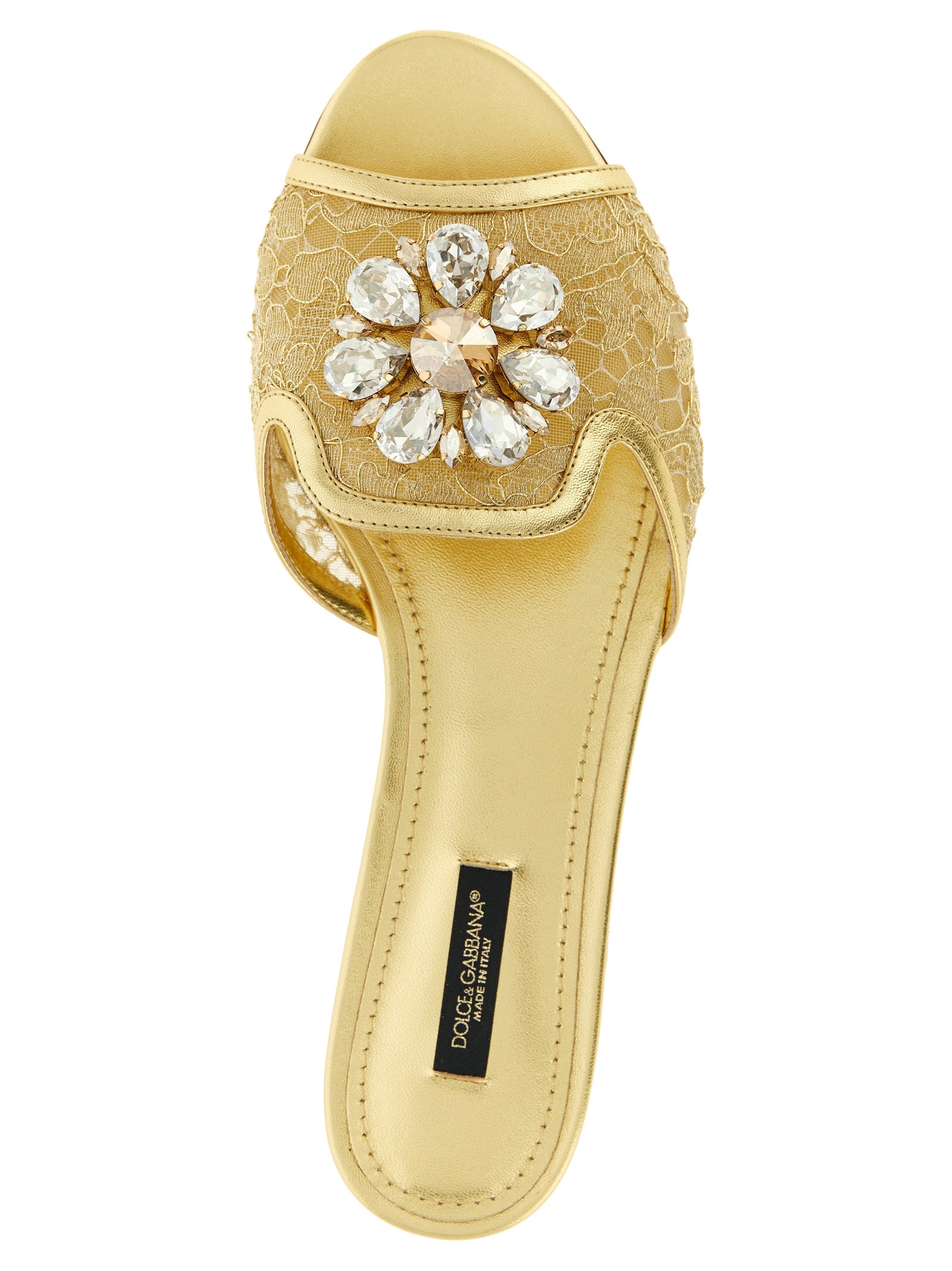 Dolce & Gabbana Gold Polyamide Slides Dolce & Gabbana