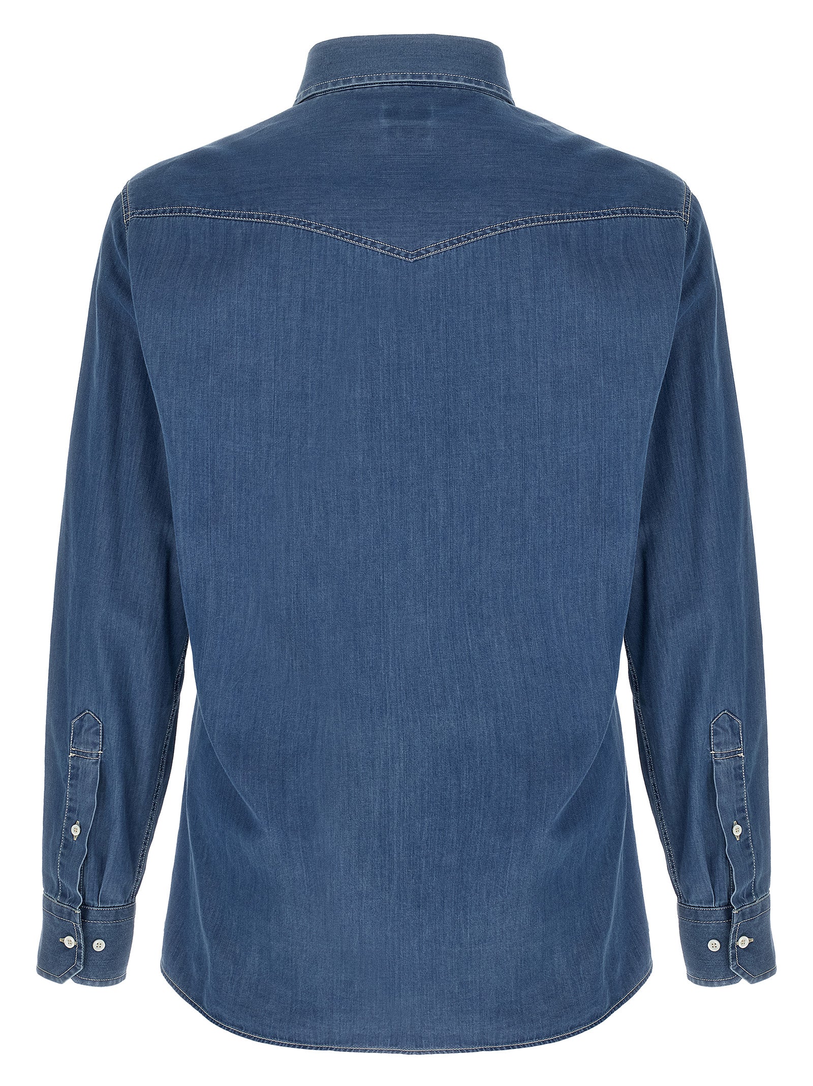 Brunello Cucinelli Blue Cotton Blouse Brunello Cucinelli