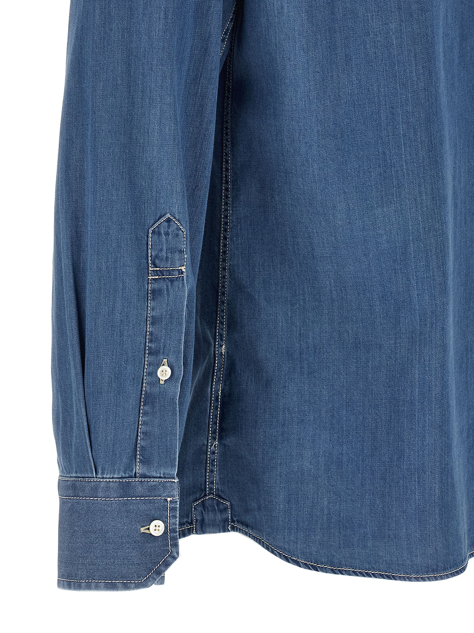 Brunello Cucinelli Blue Cotton Blouse Brunello Cucinelli