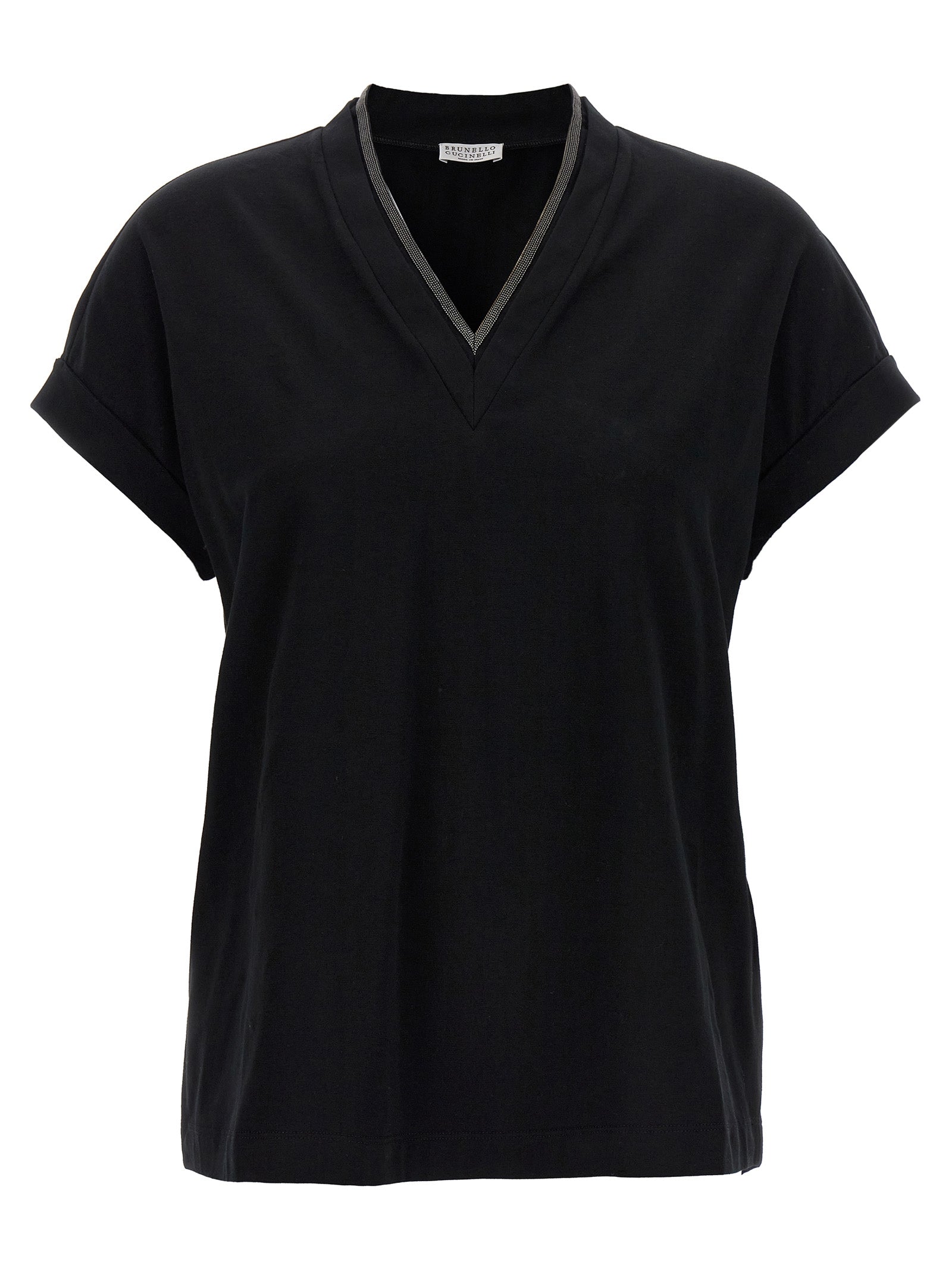 Brunello Cucinelli Black Cotton T-Shirt Brunello Cucinelli