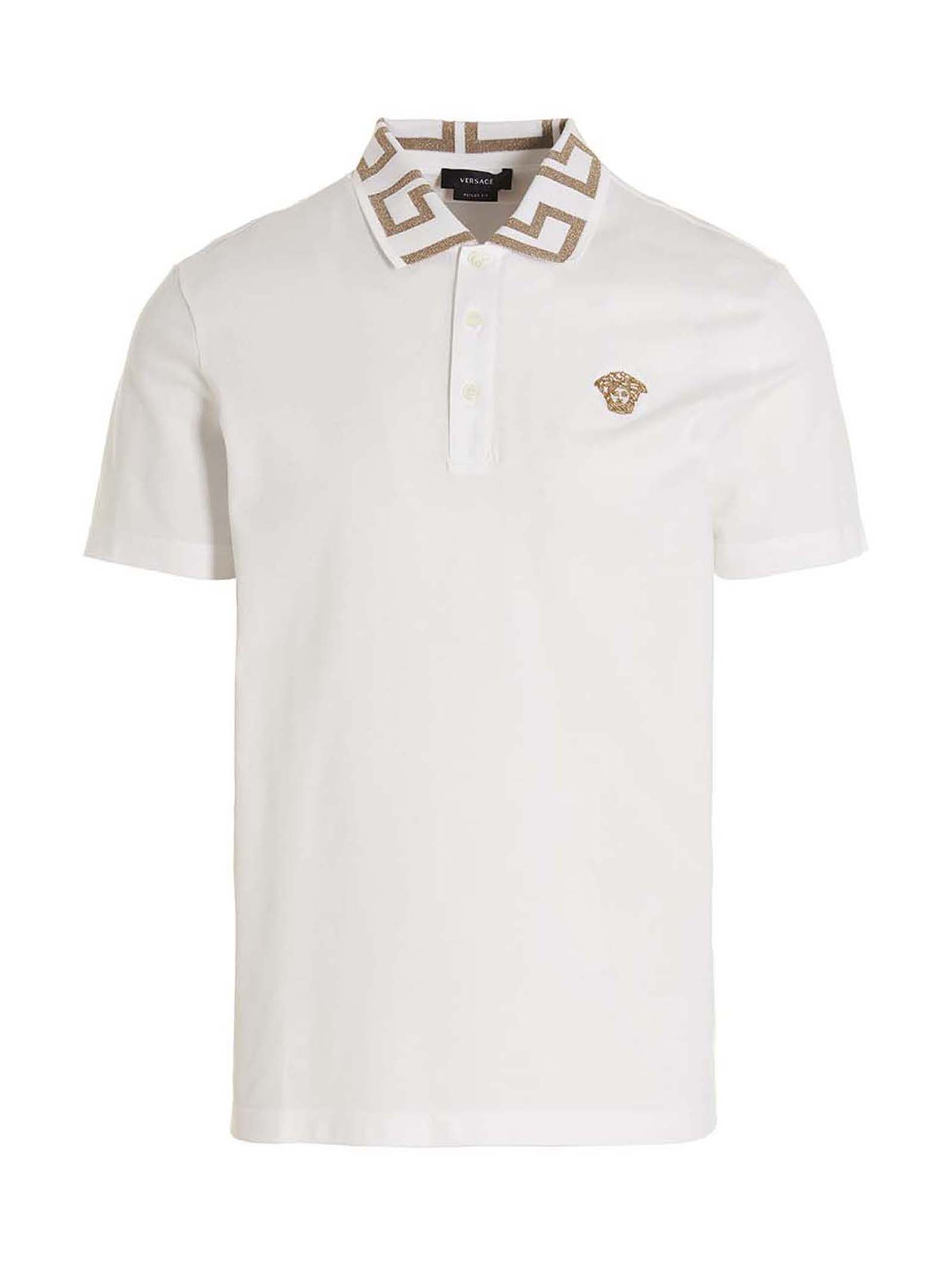 Versace White Cotton Polo Shirt Versace