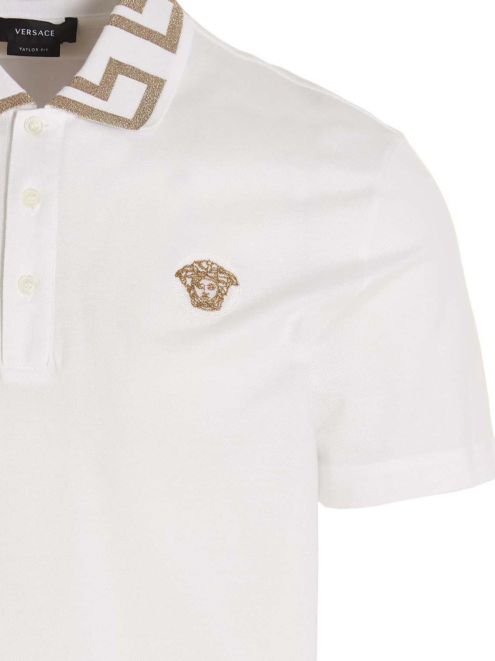 Versace White Cotton Polo Shirt Versace
