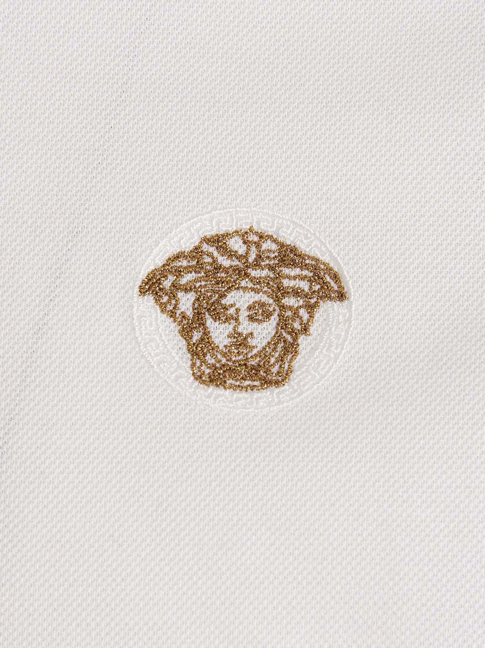 Versace White Cotton Polo Shirt Versace