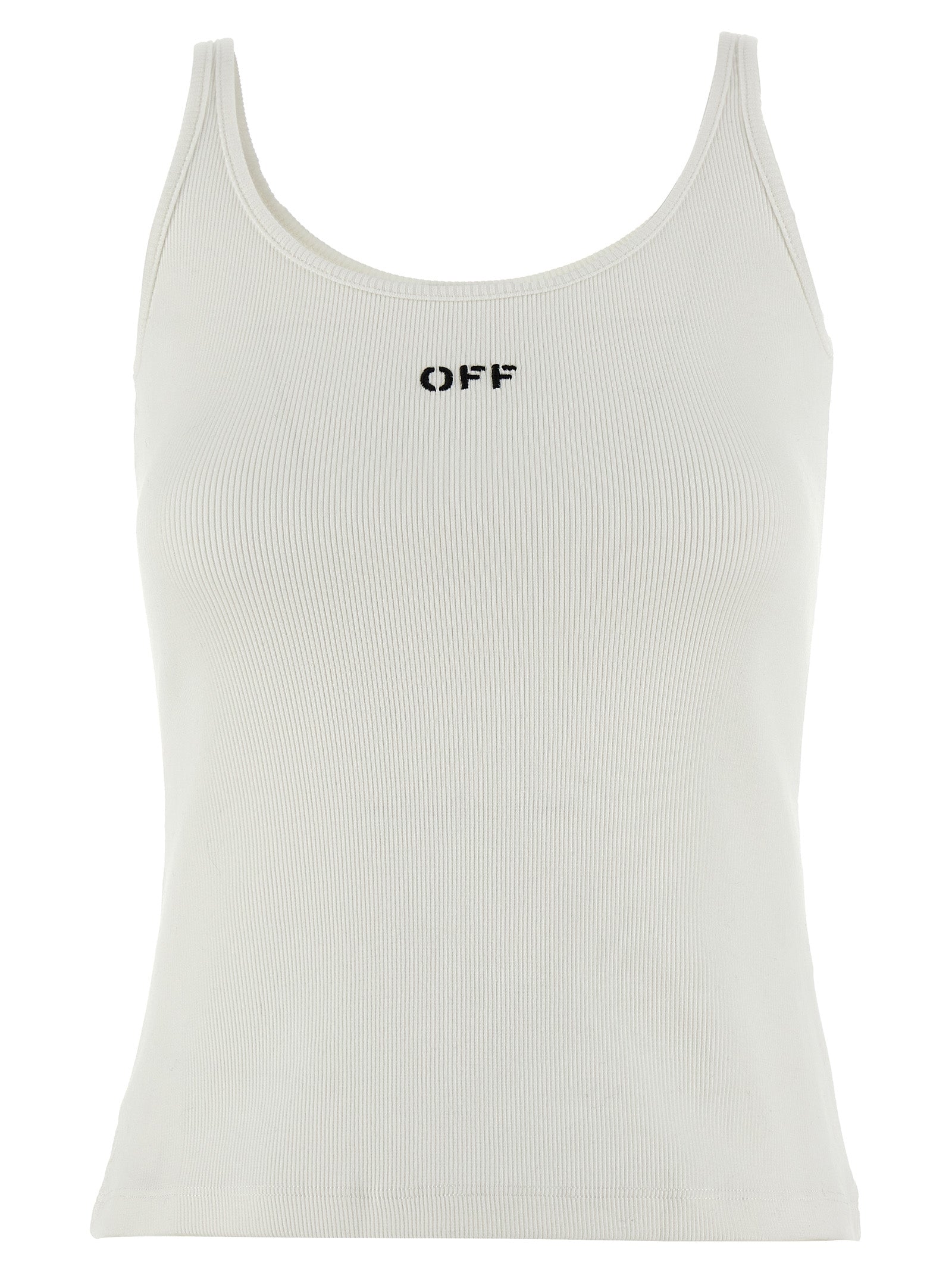 Off-White White Cotton Sleeveles T-Shirt Off-White