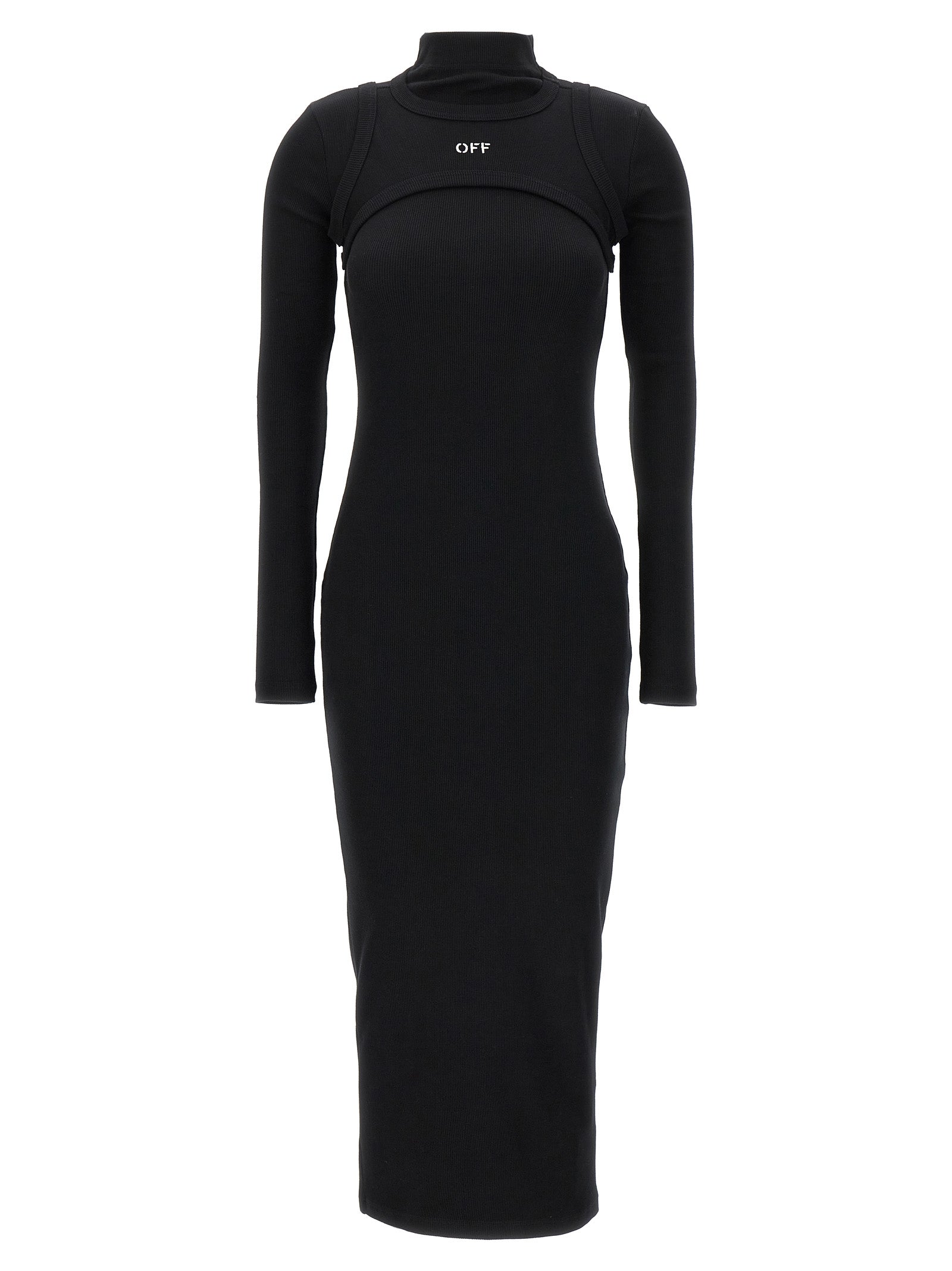 Off-White Black Cotton Midi Dress Off-White