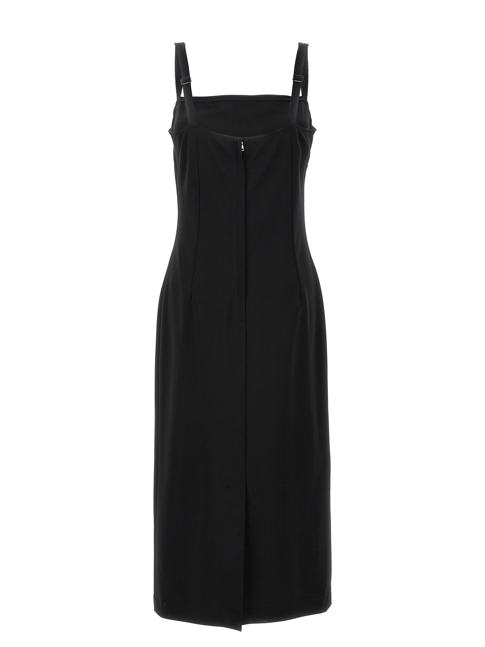 Dolce & Gabbana Black Viscose Midi Dress Dolce & Gabbana