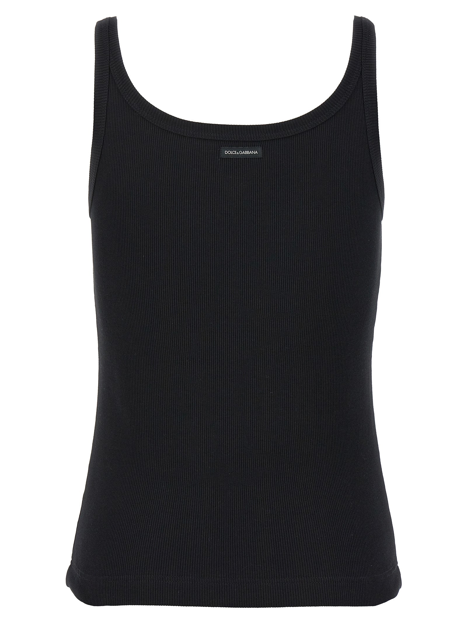 Dolce & Gabbana Black Cotton Tank Tops Dolce & Gabbana