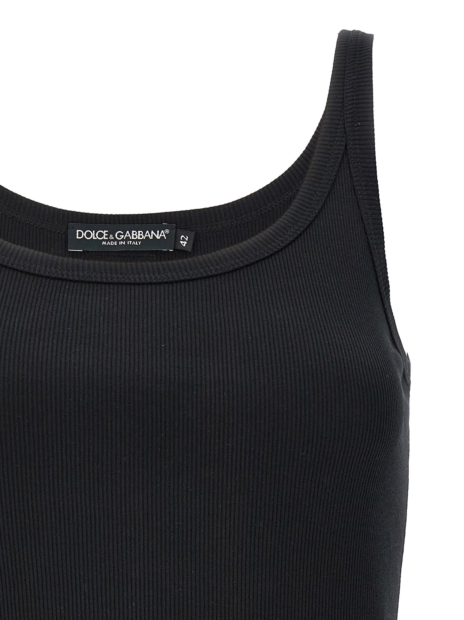 Dolce & Gabbana Black Cotton Tank Tops Dolce & Gabbana