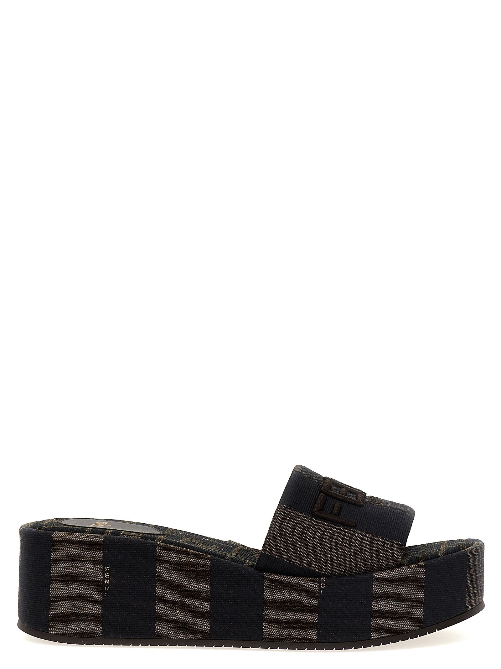 Fendi Brown Cotton Slides Fendi