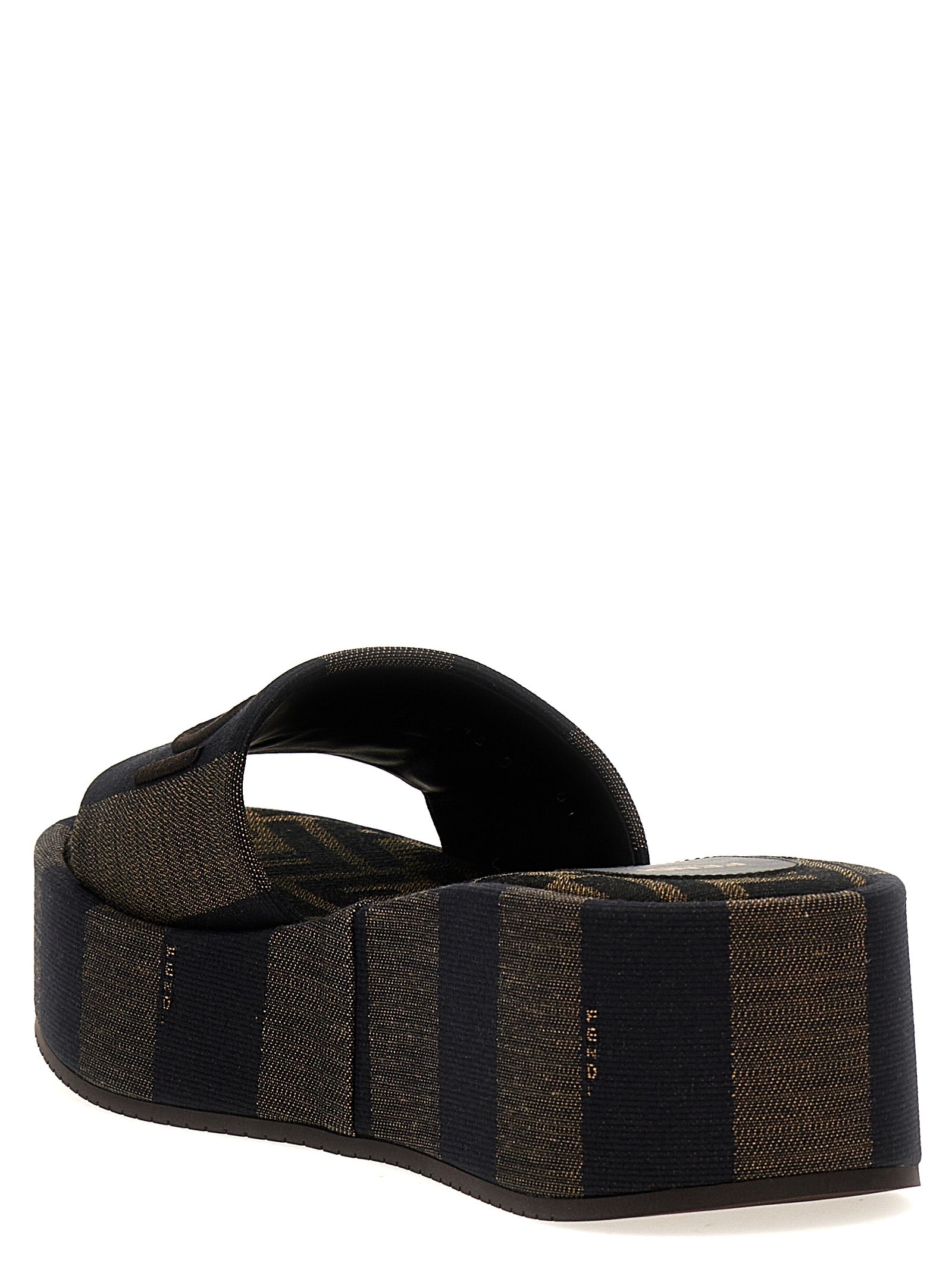 Fendi Brown Cotton Slides Fendi