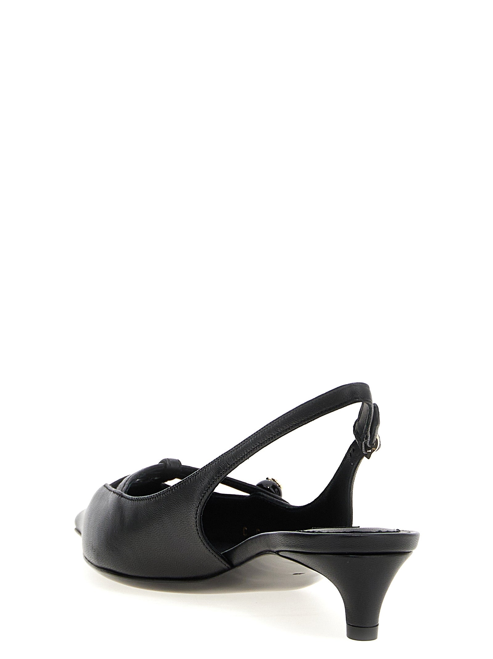Dolce & Gabbana Black Lamb Leather Mid Heel Pumps Dolce & Gabbana