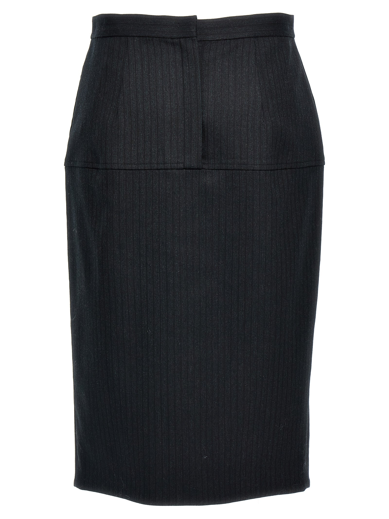 Fendi Gray Virgin Wool Midi Skirt Fendi