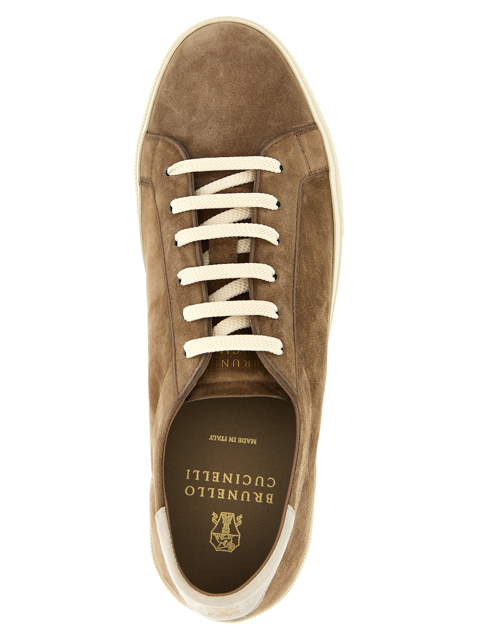 Brunello Cucinelli Beige Calfskin Low Top Sneakers Brunello Cucinelli