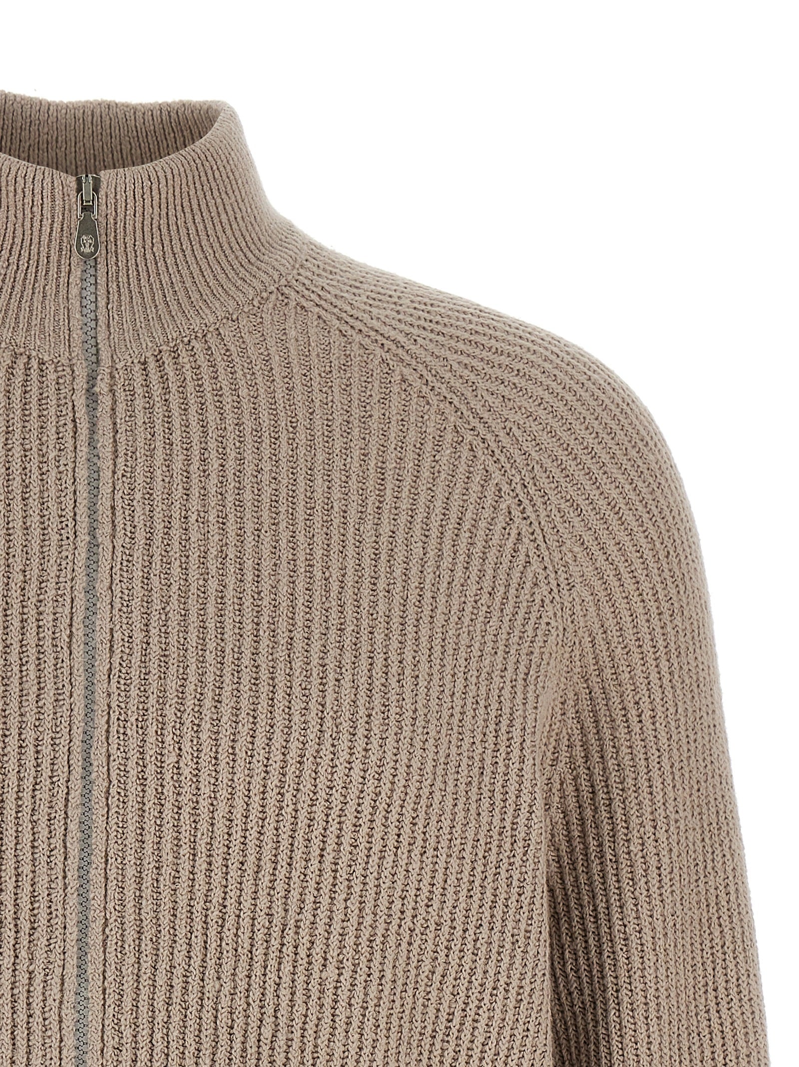 Brunello Cucinelli Beige Cotton Cardigan Brunello Cucinelli
