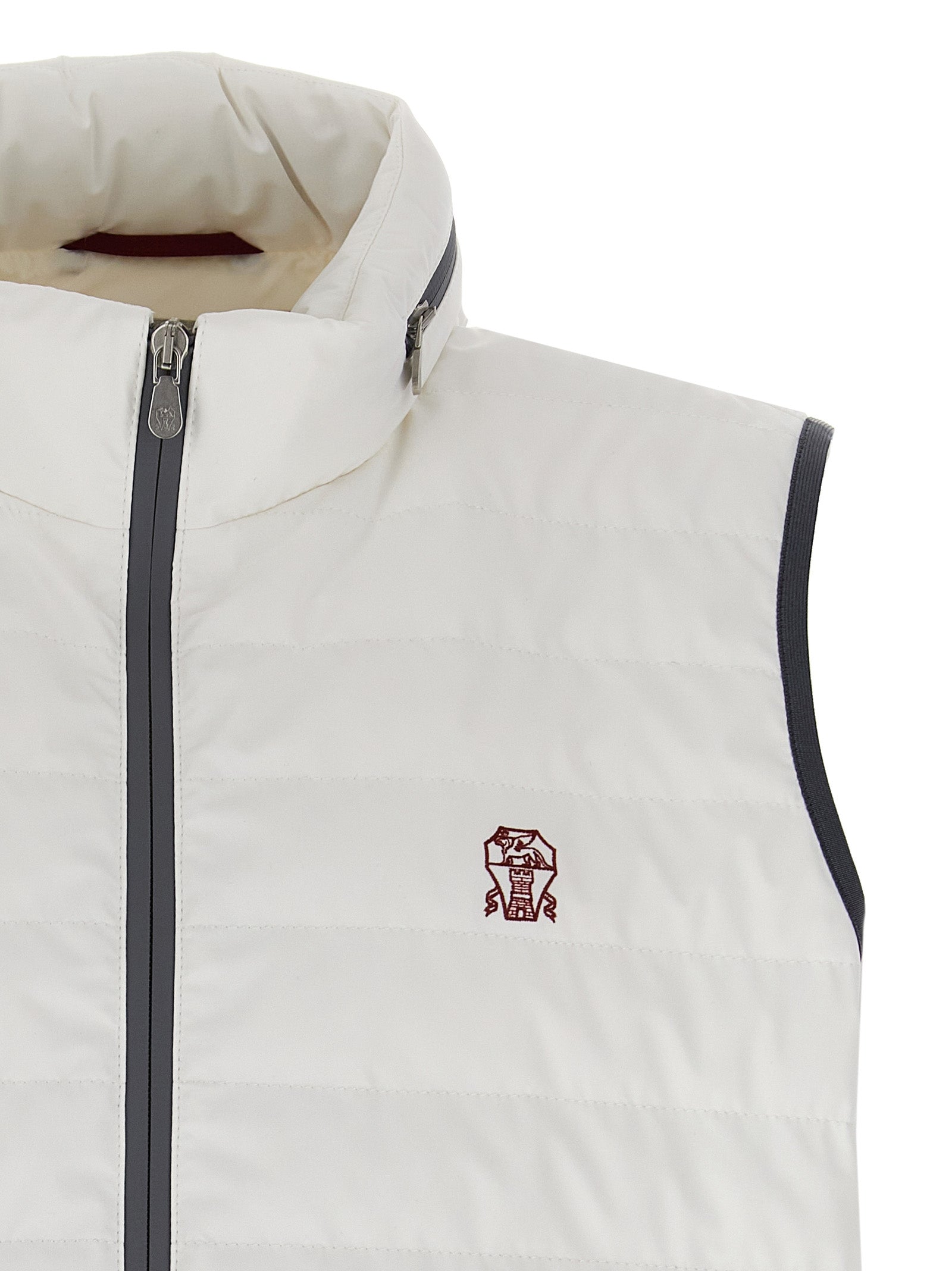 Brunello Cucinelli White Polyamide Sleeveless Jacket Brunello Cucinelli