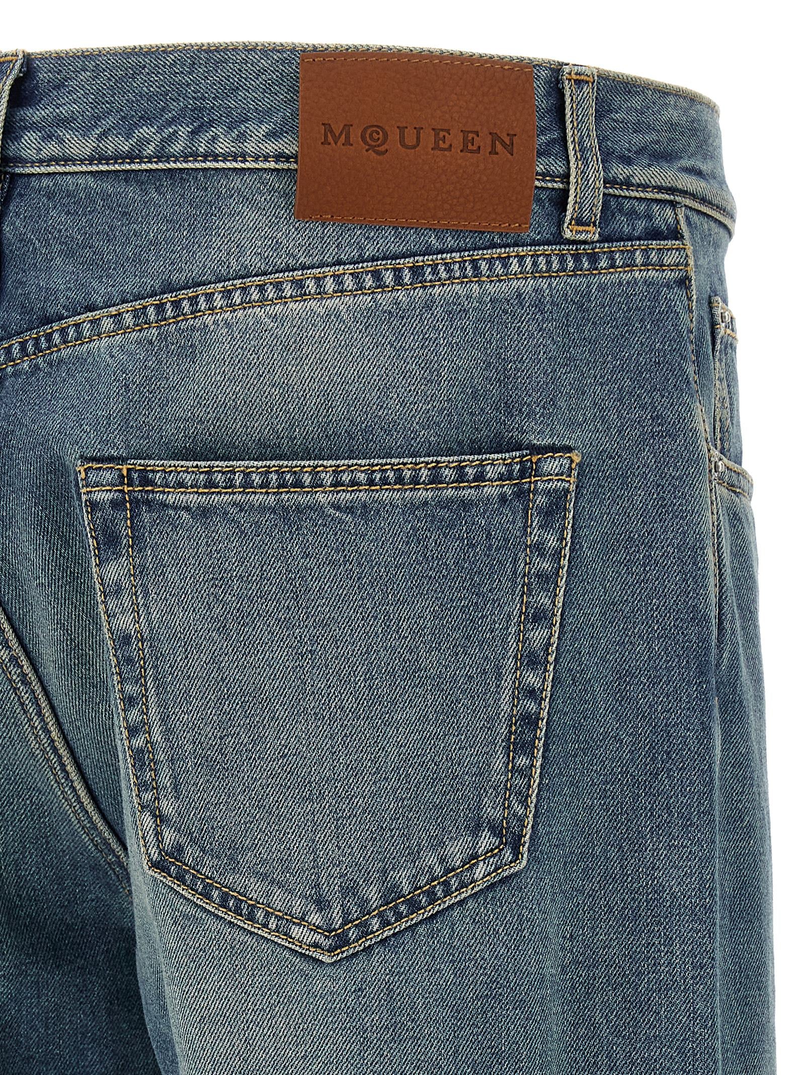Alexander McQueen Blue Cotton Straight-Leg Jeans Alexander McQueen