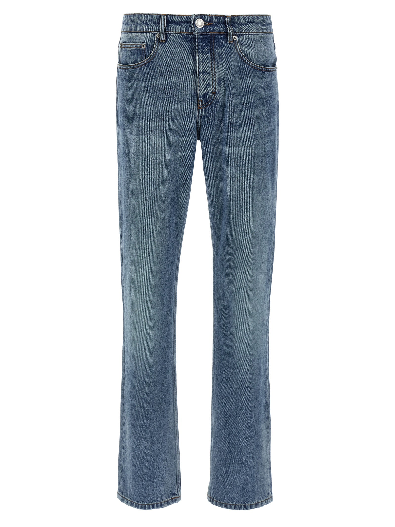 Ami Paris Blue Cotton Straight-Leg Jeans Ami Paris