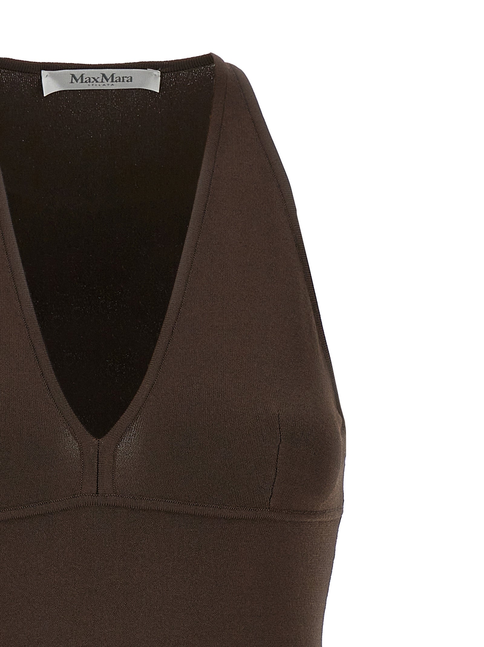 Max Mara Brown Viscose Sleeveles T-Shirt Max Mara
