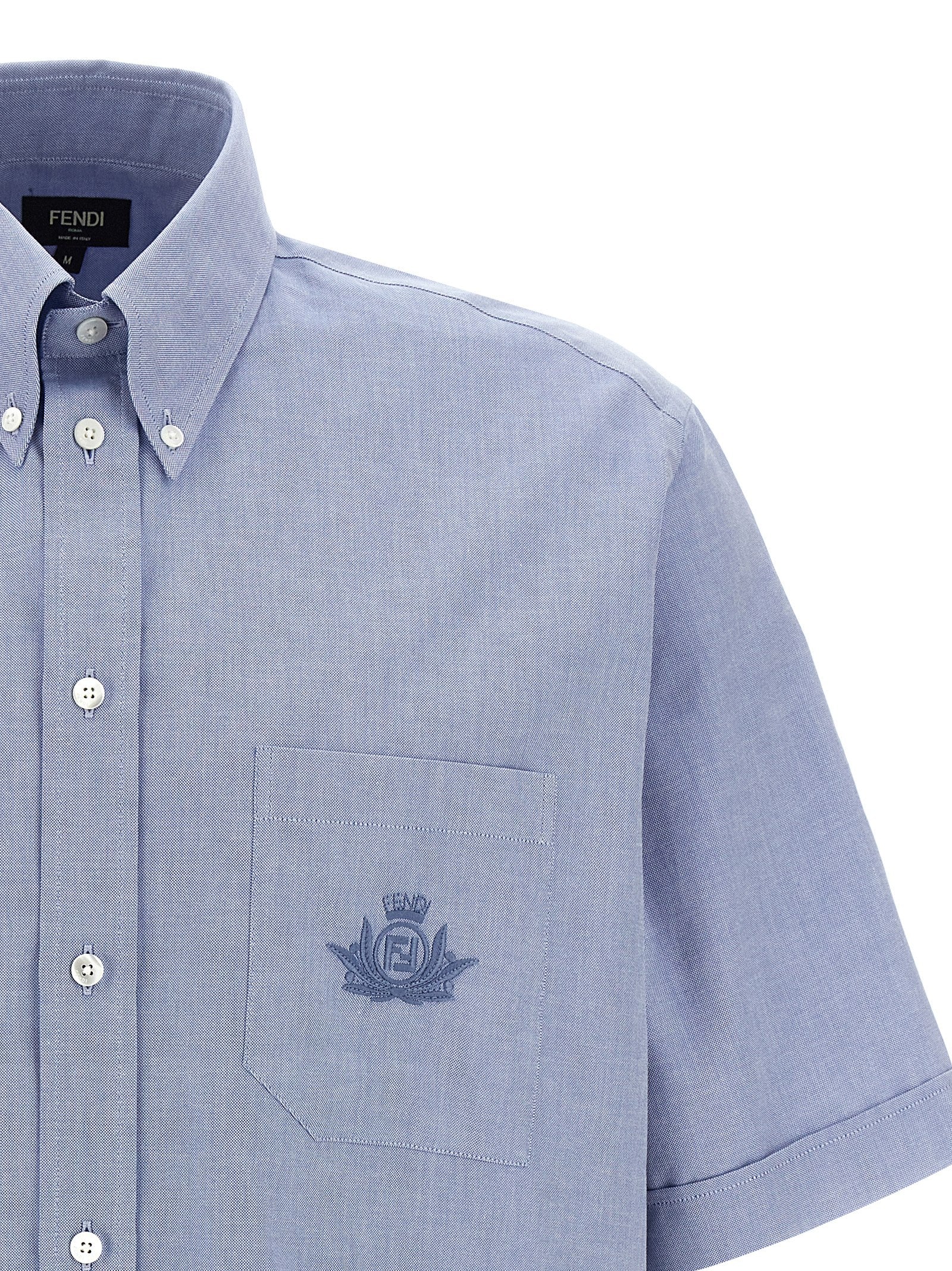 Fendi Blue Cotton Blouse Fendi