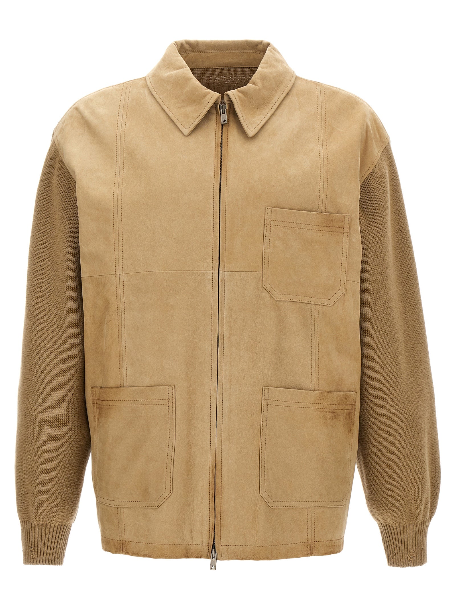 Golden Goose Beige Cowhide Leather Jacket Golden Goose