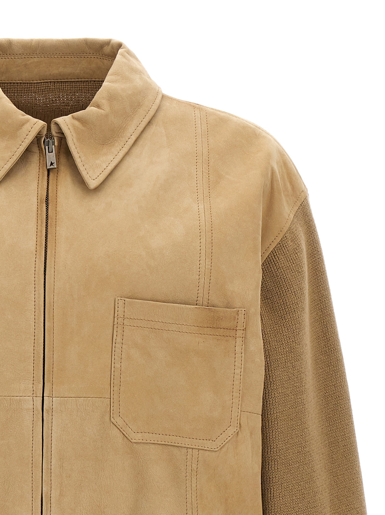 Golden Goose Beige Cowhide Leather Jacket Golden Goose
