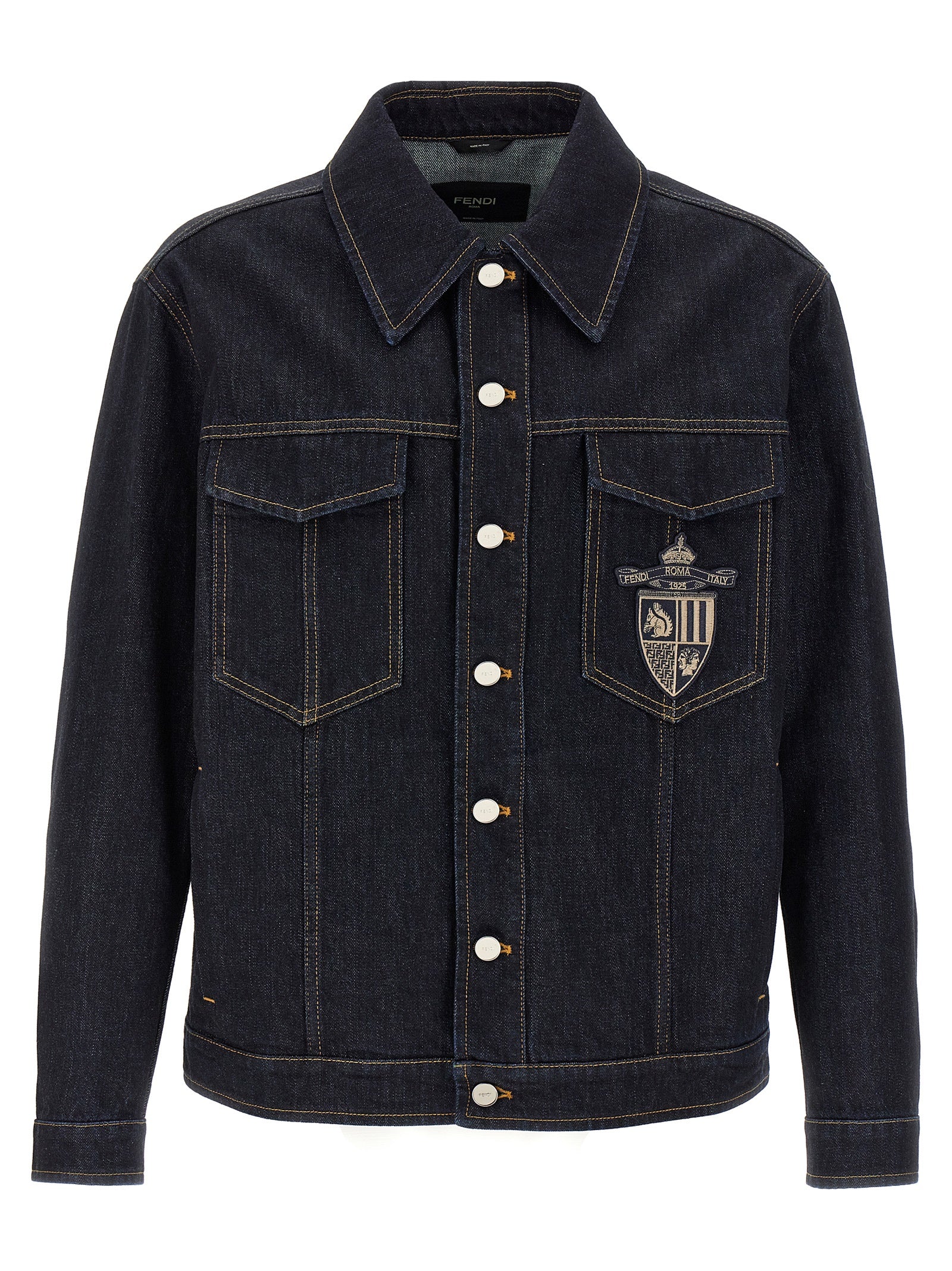 Fendi Blue Cotton Denim Jacket Fendi