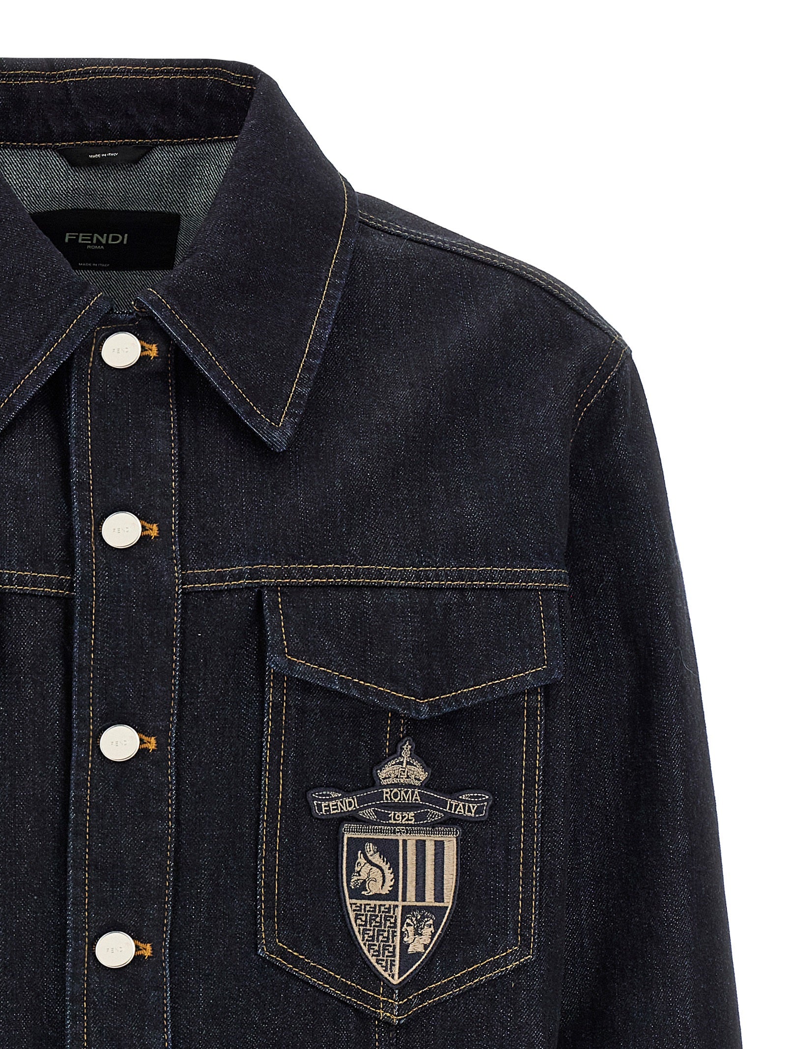 Fendi Blue Cotton Denim Jacket Fendi