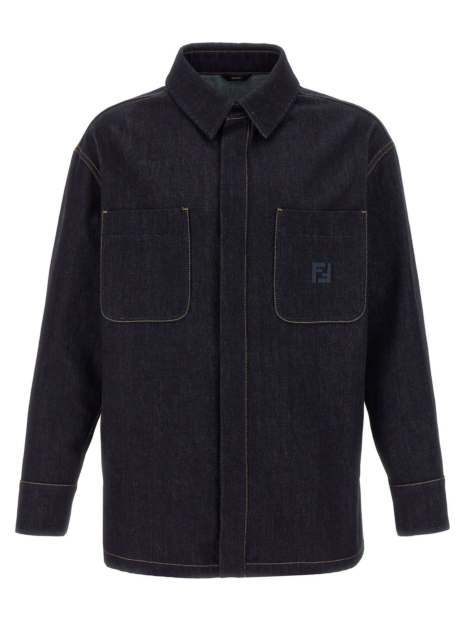 Fendi Blue Cotton Denim Jacket Fendi