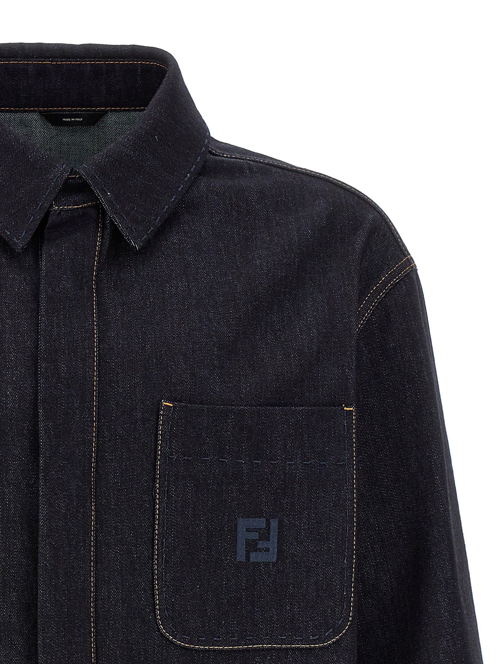 Fendi Blue Cotton Denim Jacket Fendi