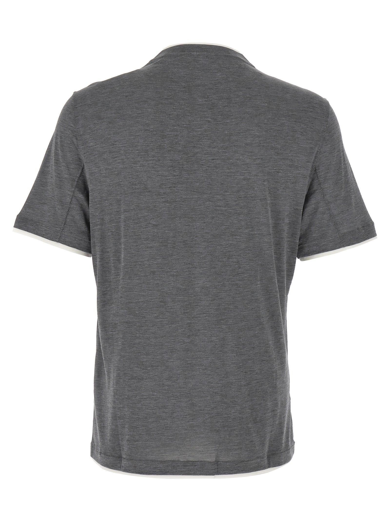 Brunello Cucinelli Gray Silk T-Shirt Brunello Cucinelli