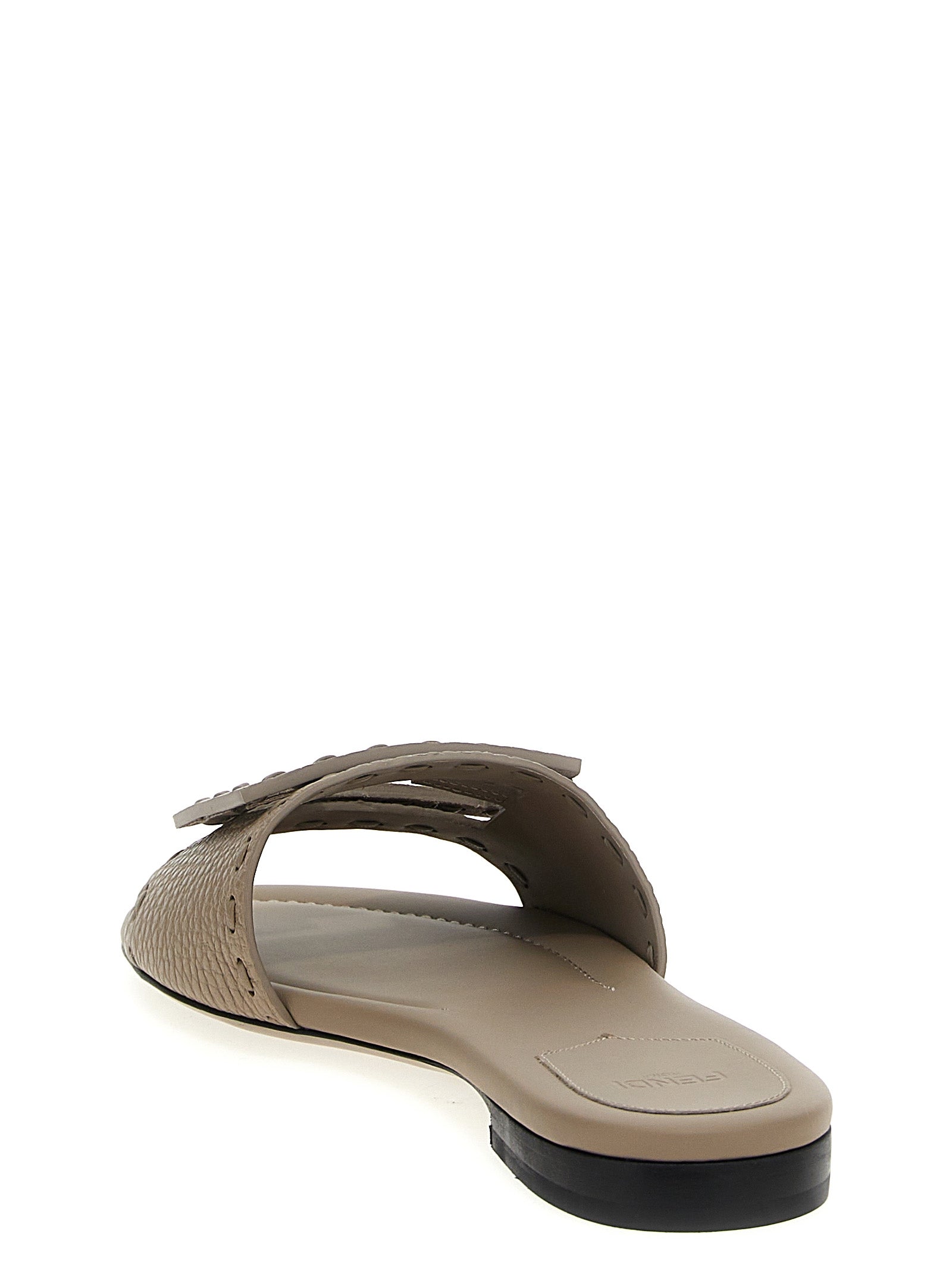 Fendi Gray Calfskin Slides Fendi