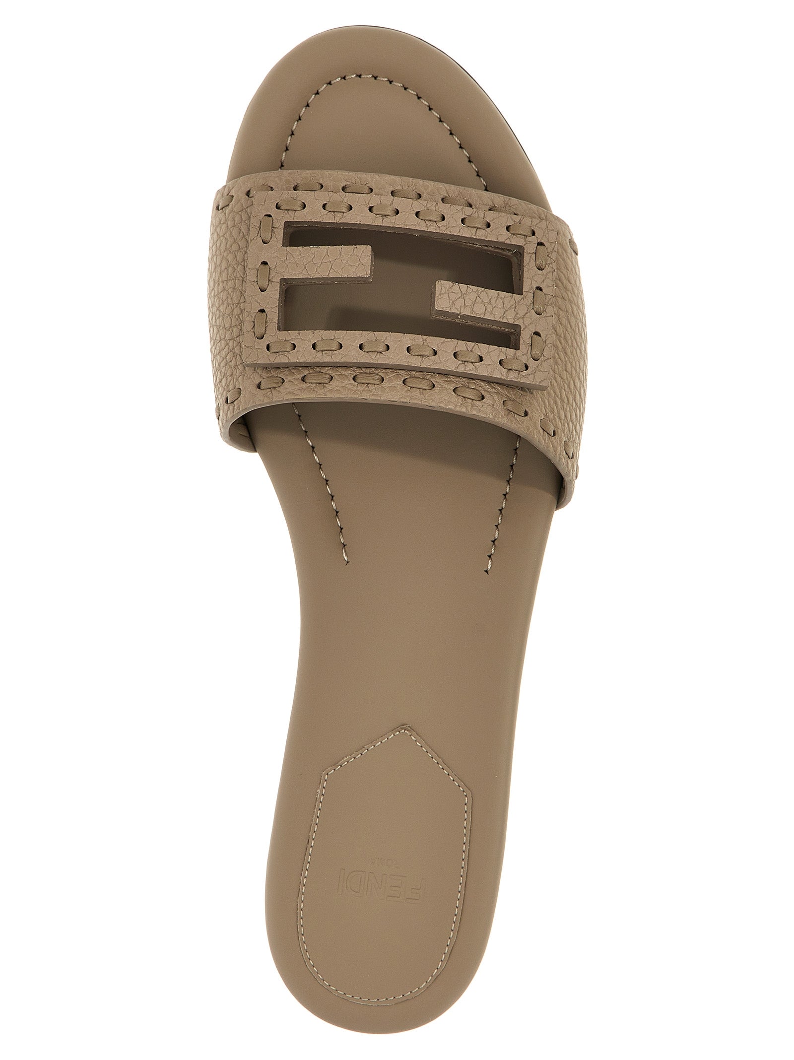 Fendi Gray Calfskin Slides Fendi