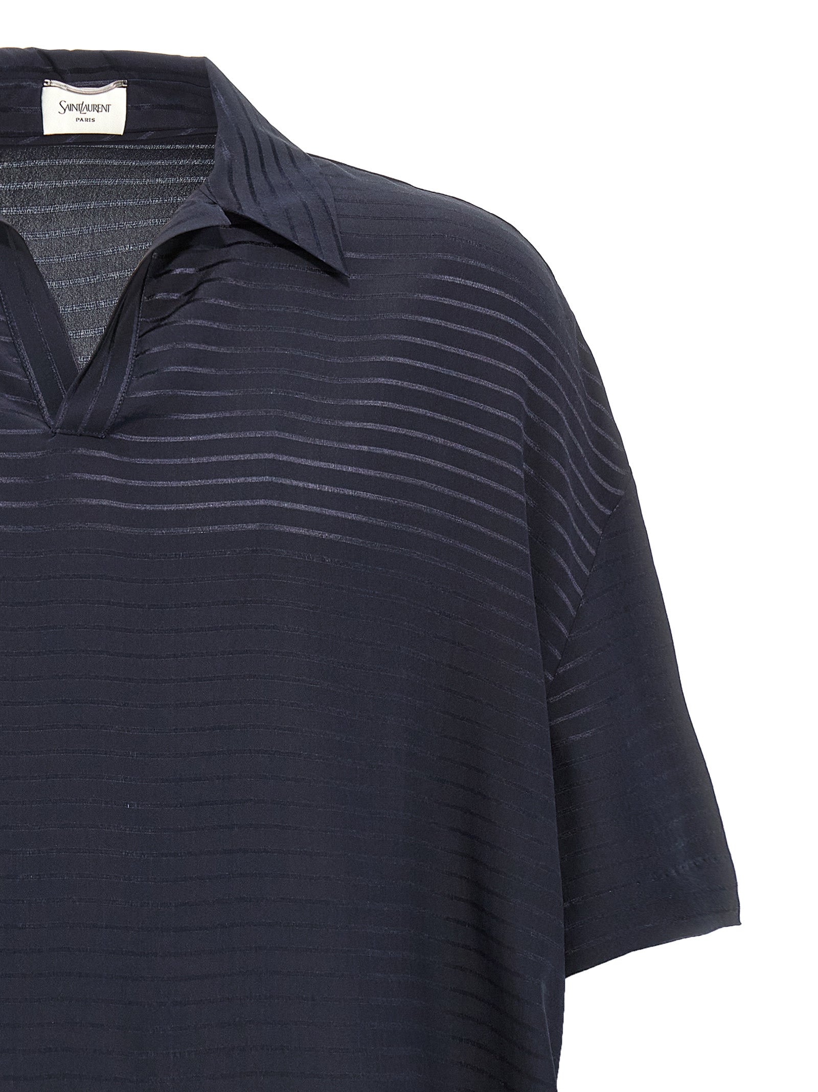 Saint Laurent Blue Silk Polo Shirt Saint Laurent